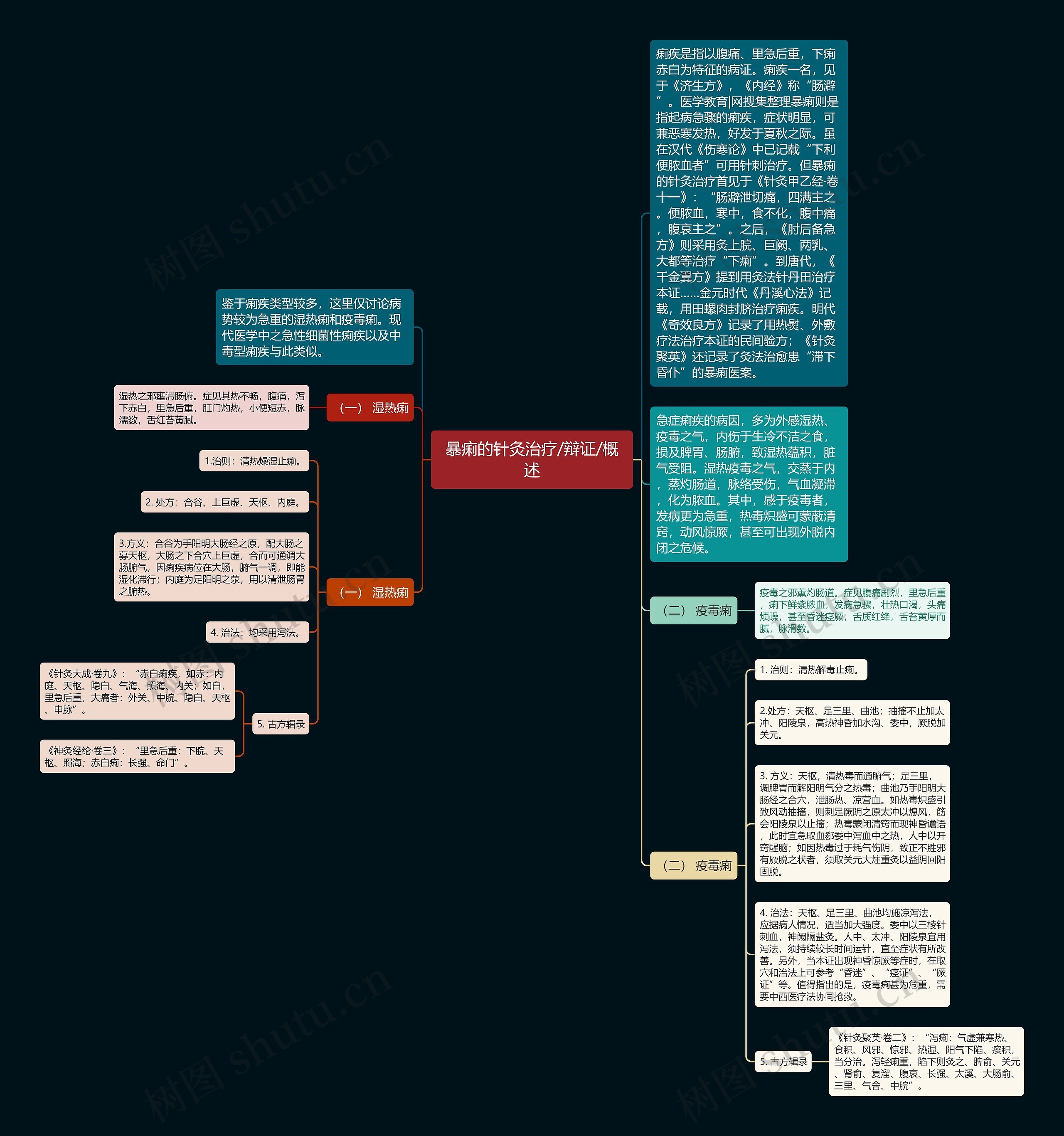 暴痢的针灸治疗/辩证/概述思维导图