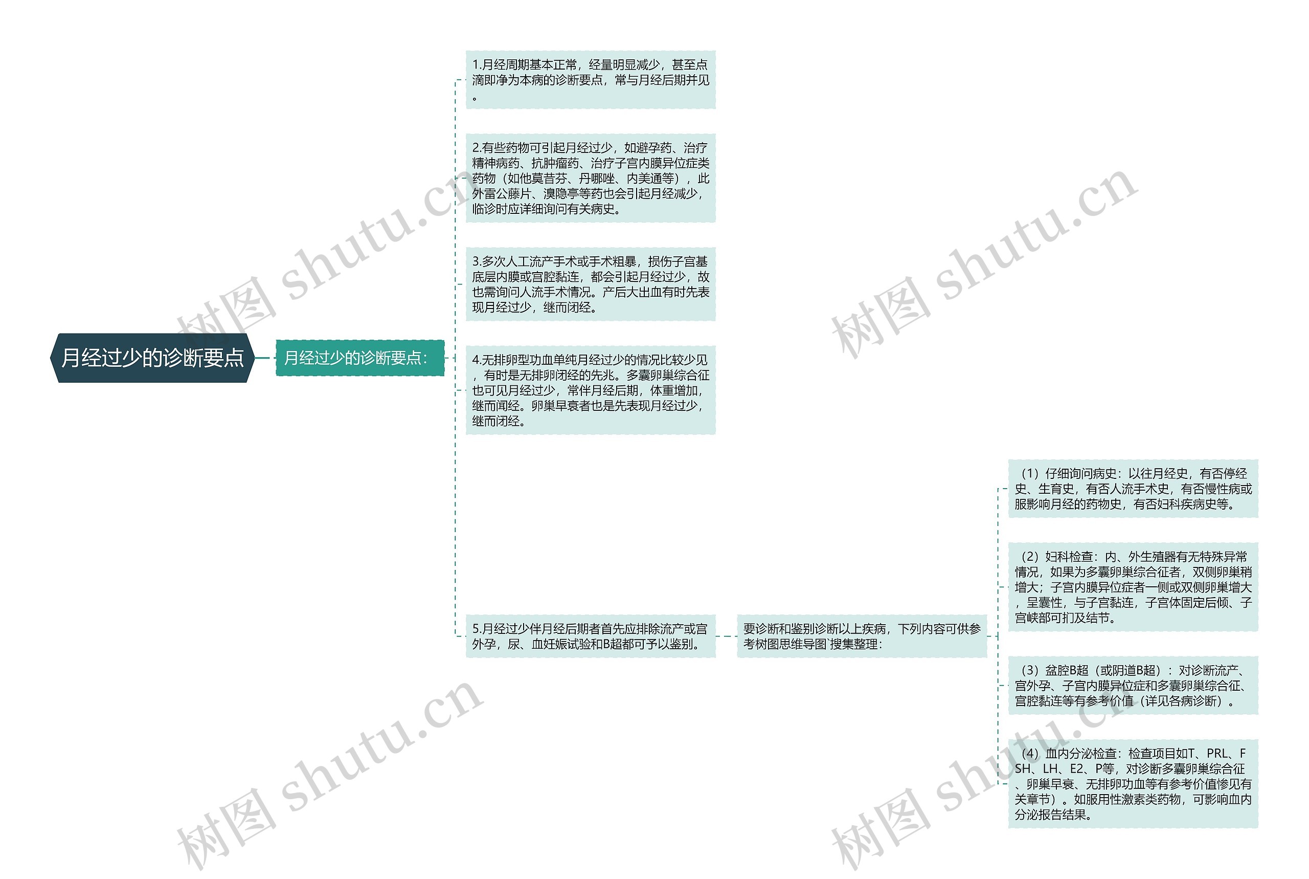 月经过少的诊断要点思维导图