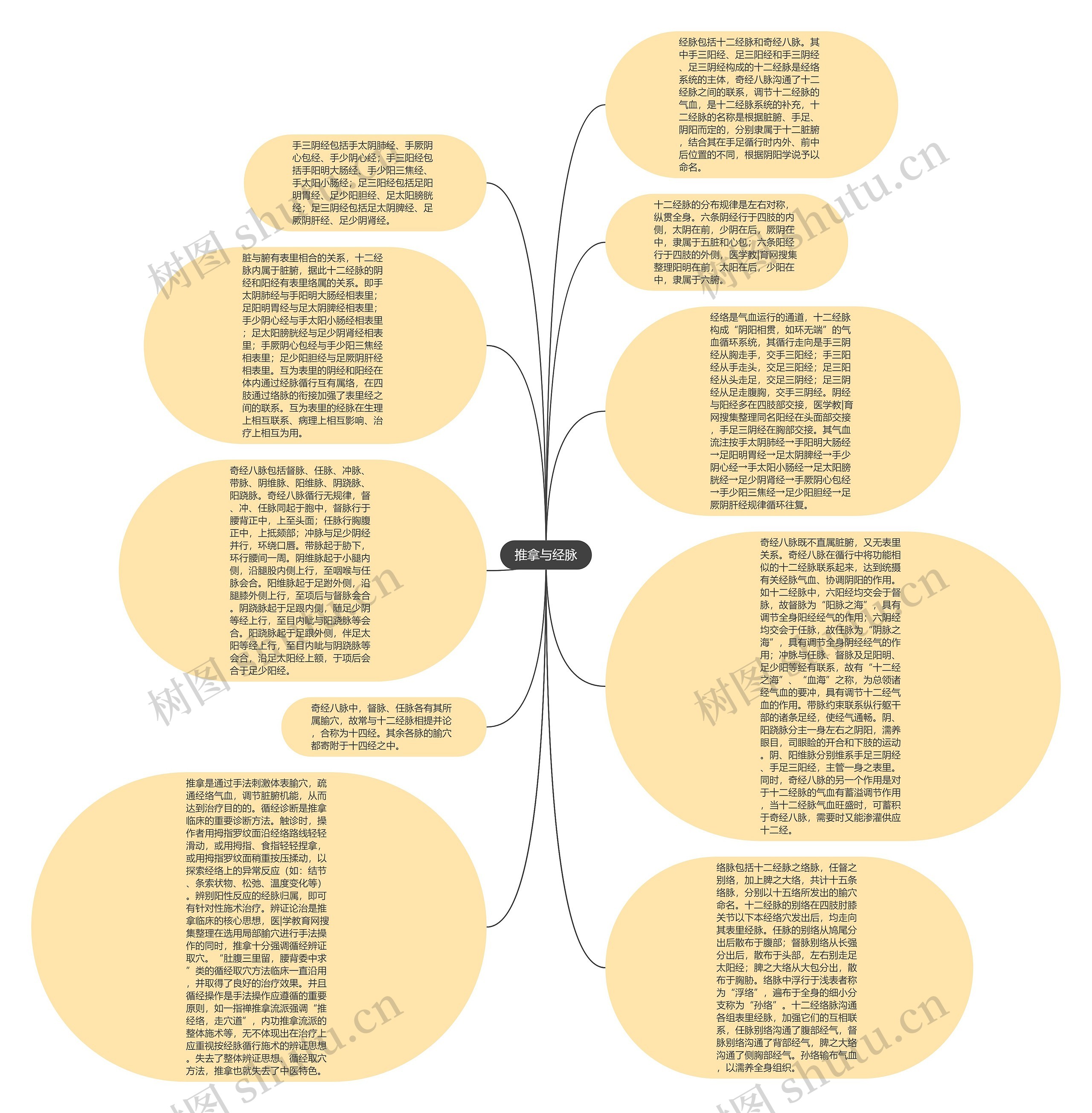 推拿与经脉思维导图