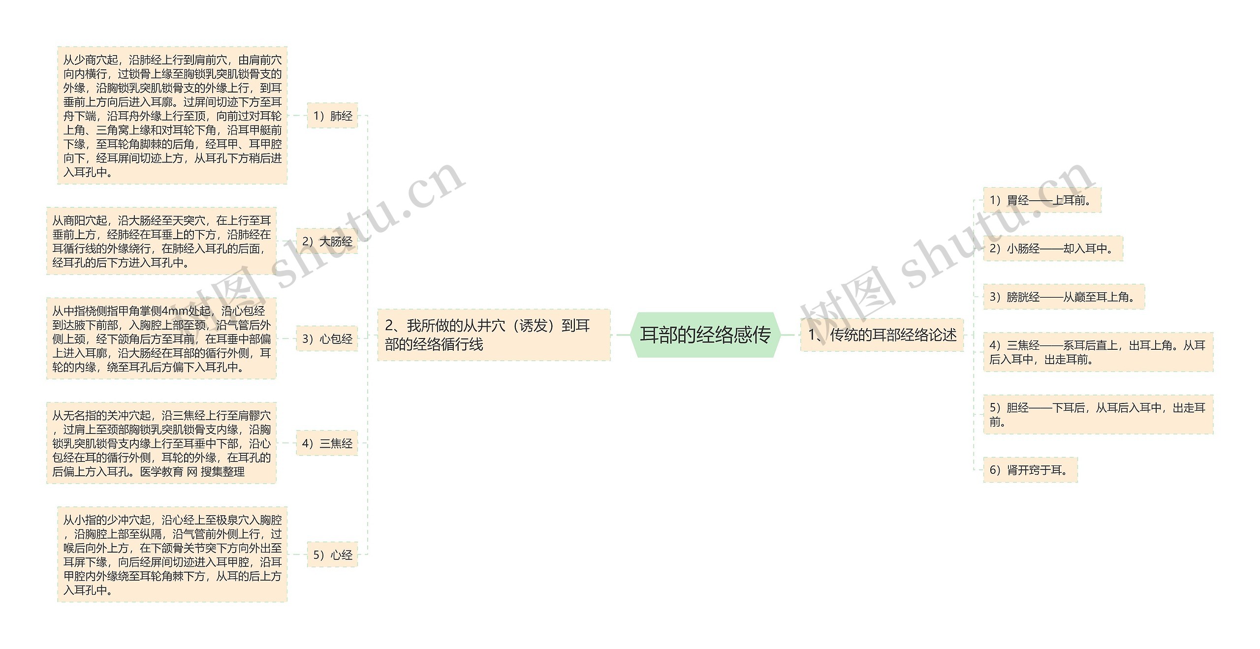 耳部的经络感传思维导图