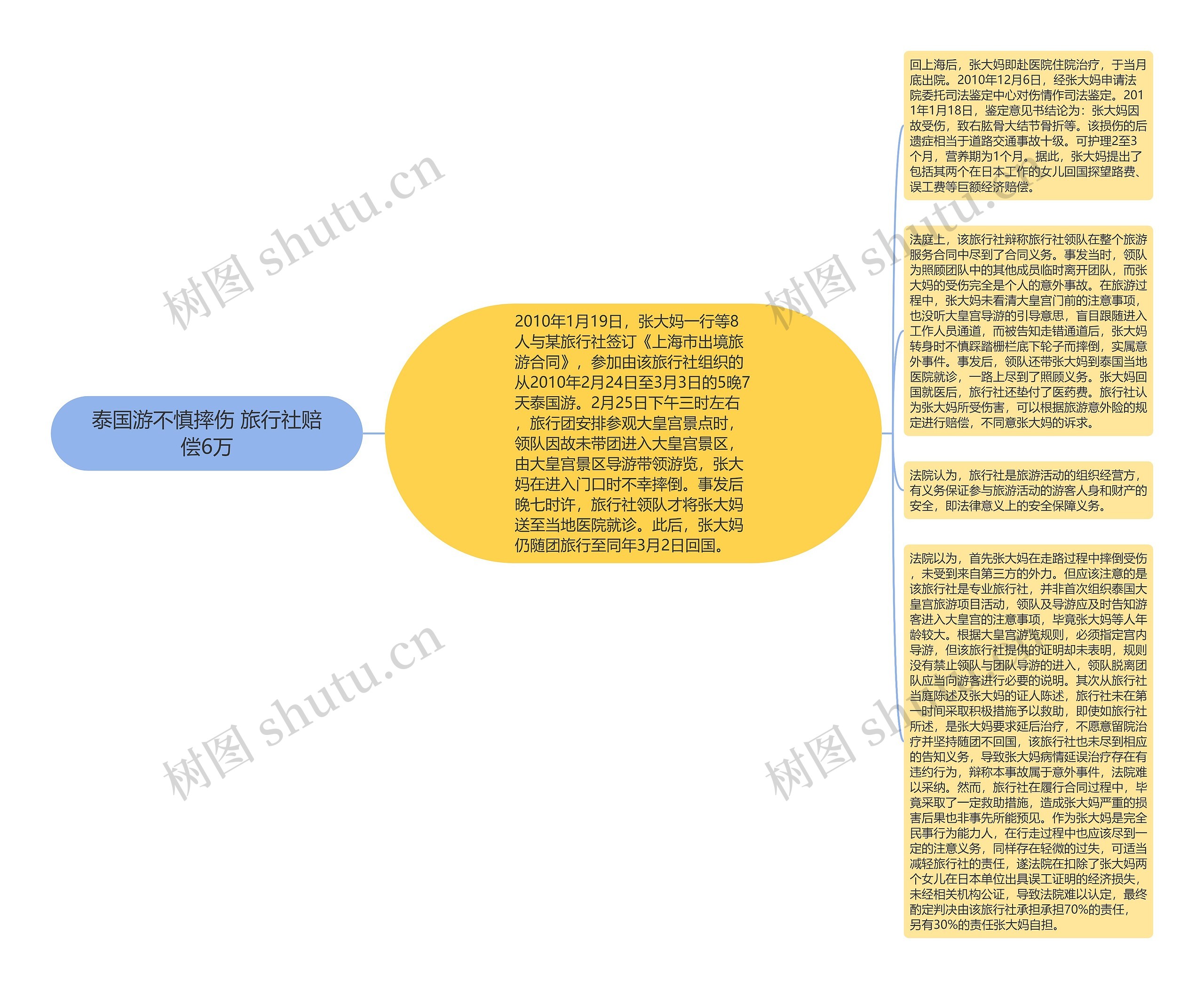 泰国游不慎摔伤 旅行社赔偿6万思维导图