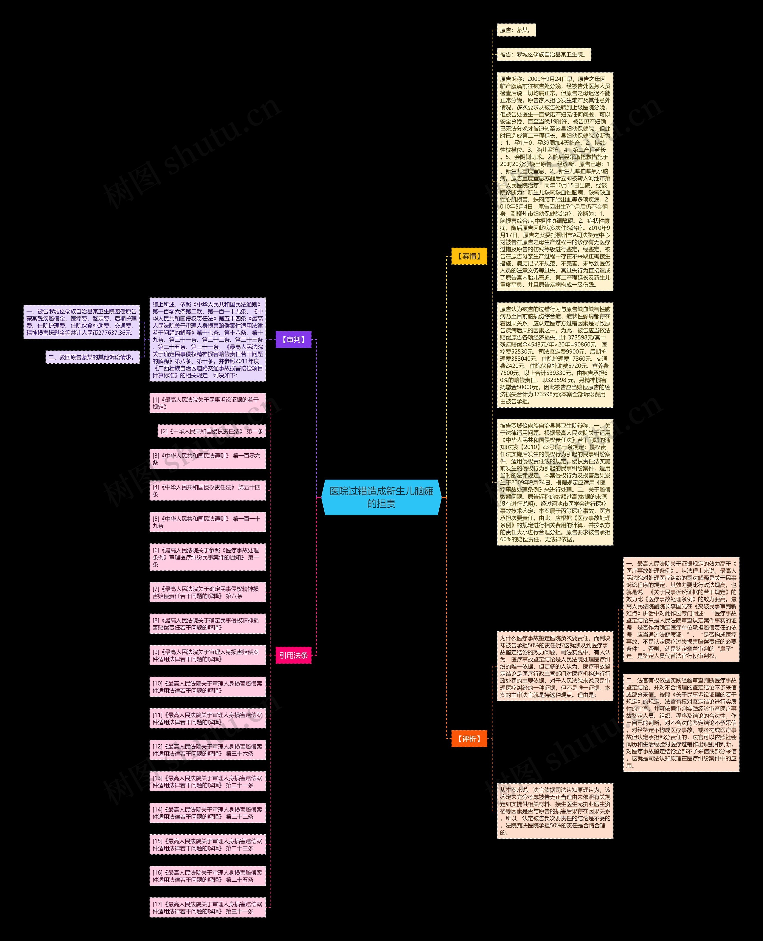 医院过错造成新生儿脑瘫的担责思维导图