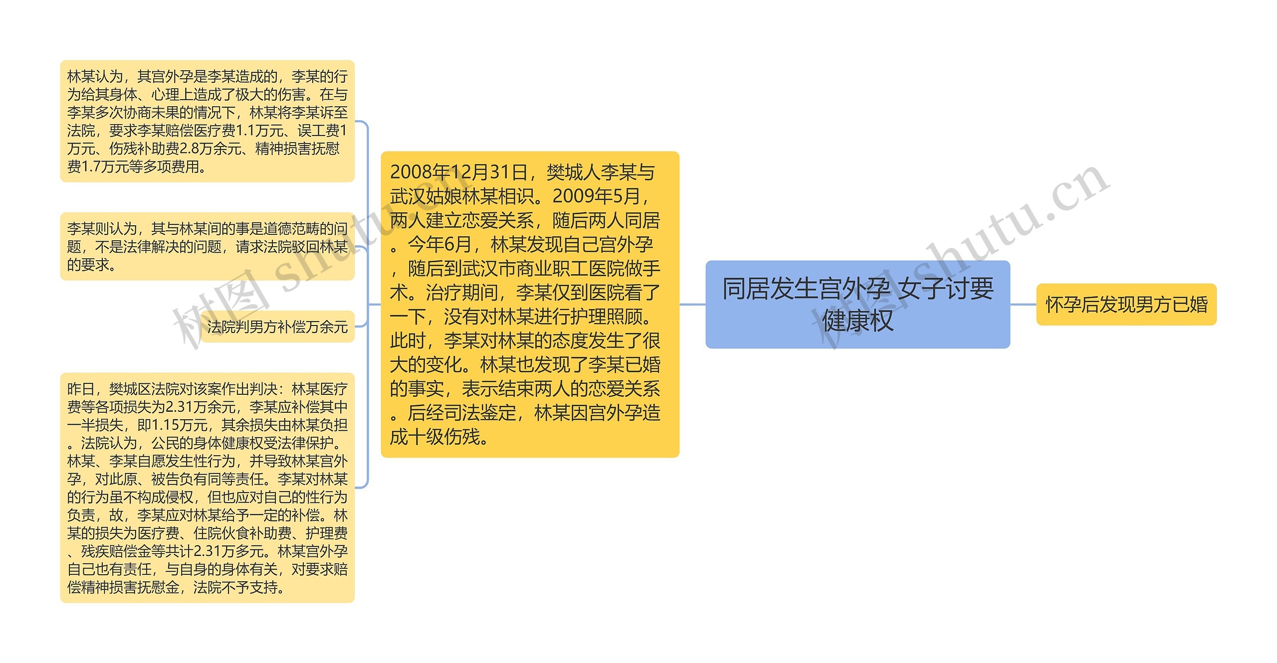 同居发生宫外孕 女子讨要健康权思维导图