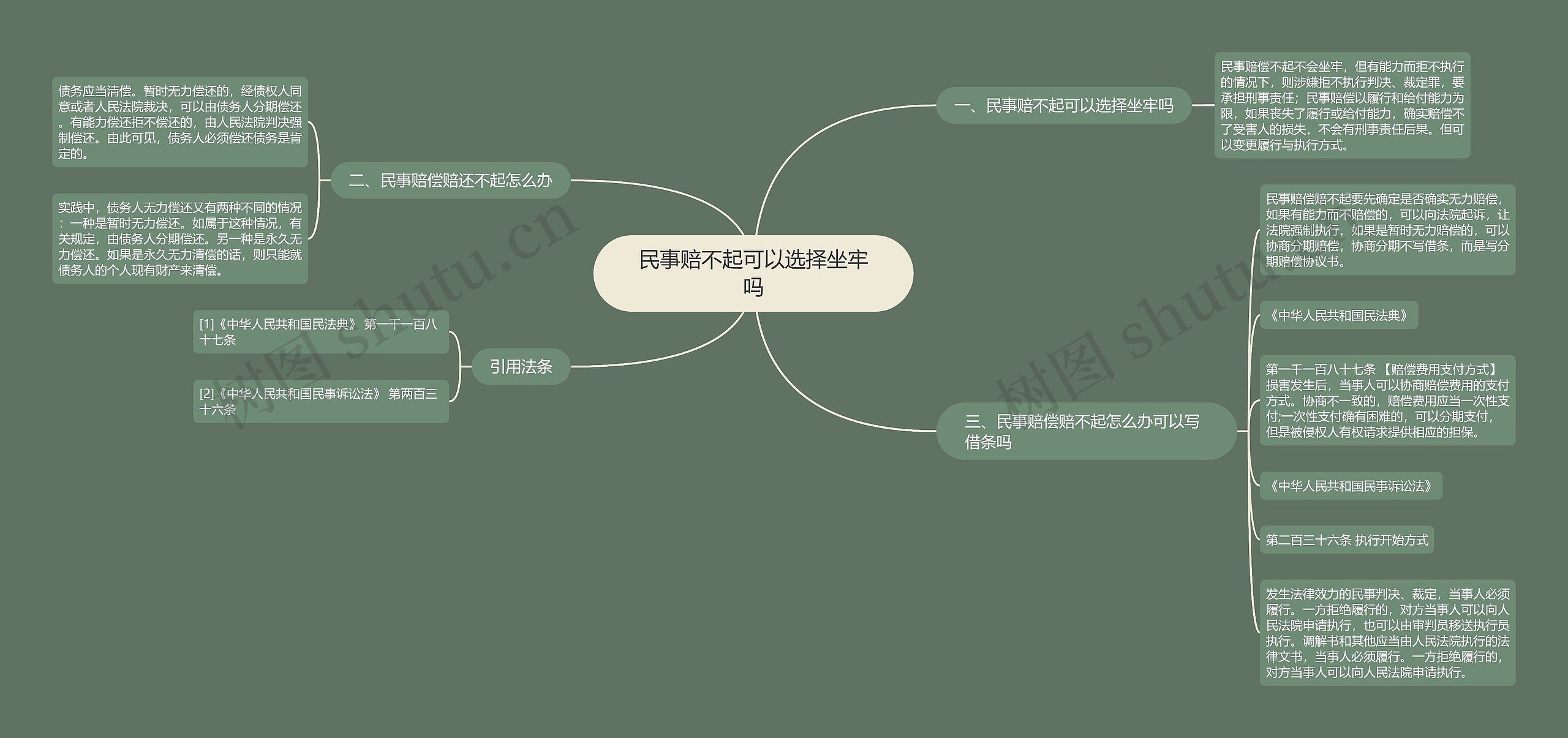 民事赔不起可以选择坐牢吗思维导图