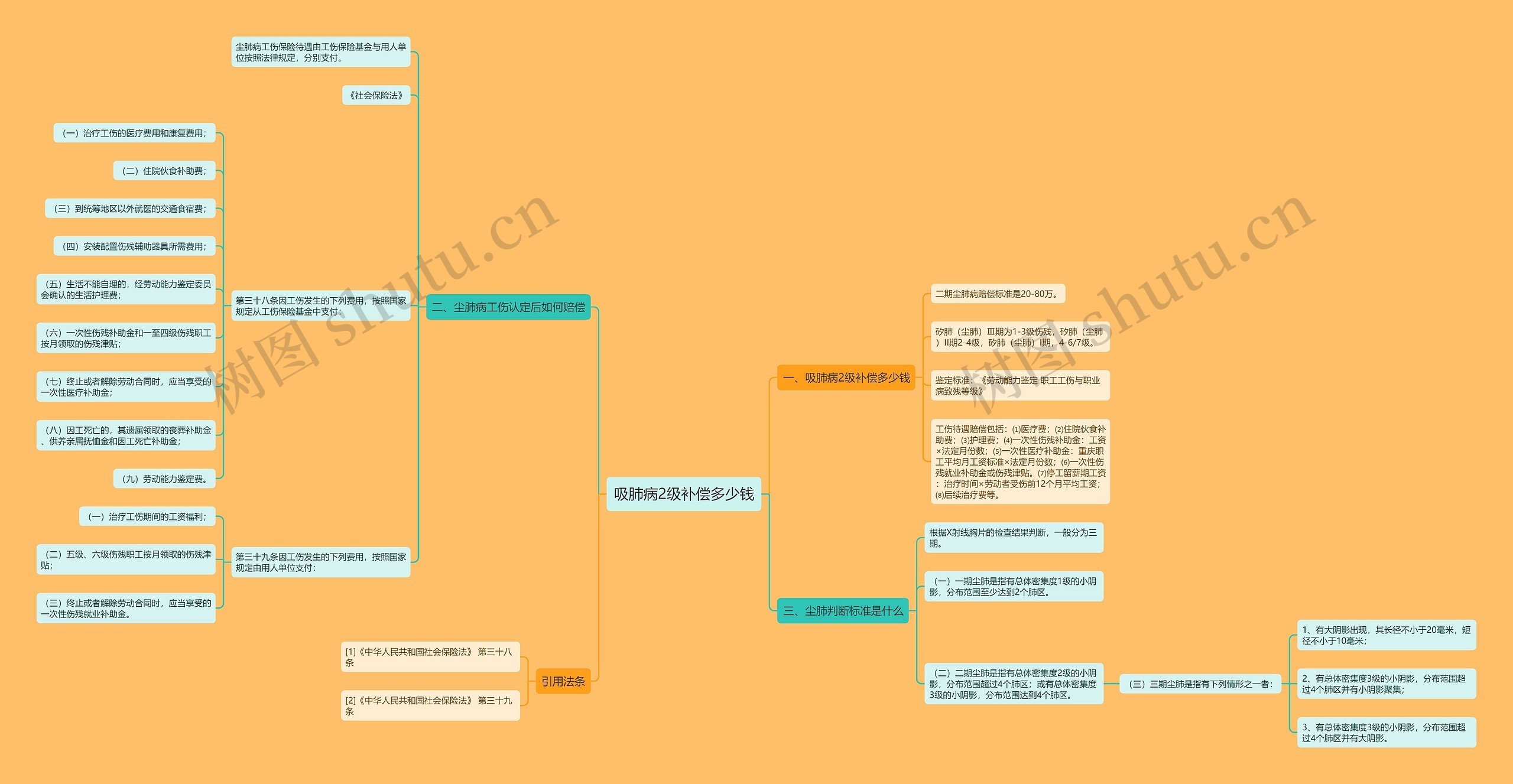 吸肺病2级补偿多少钱思维导图