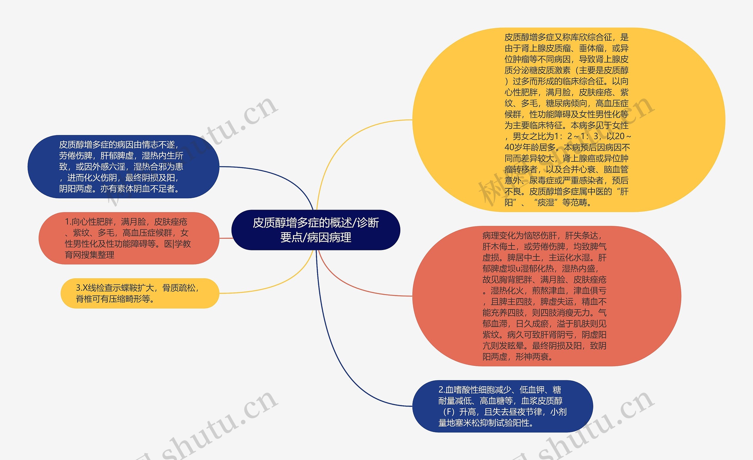 皮质醇增多症的概述/诊断要点/病因病理思维导图