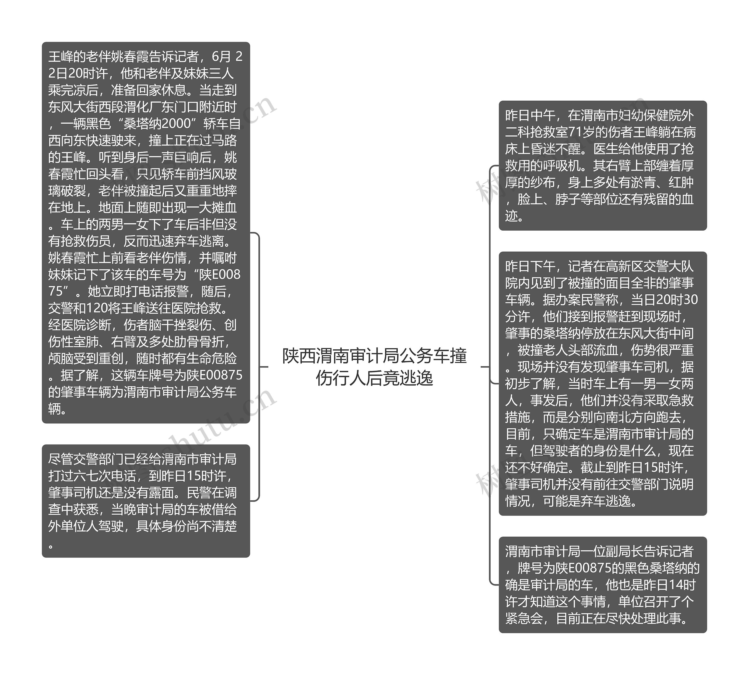 陕西渭南审计局公务车撞伤行人后竟逃逸思维导图