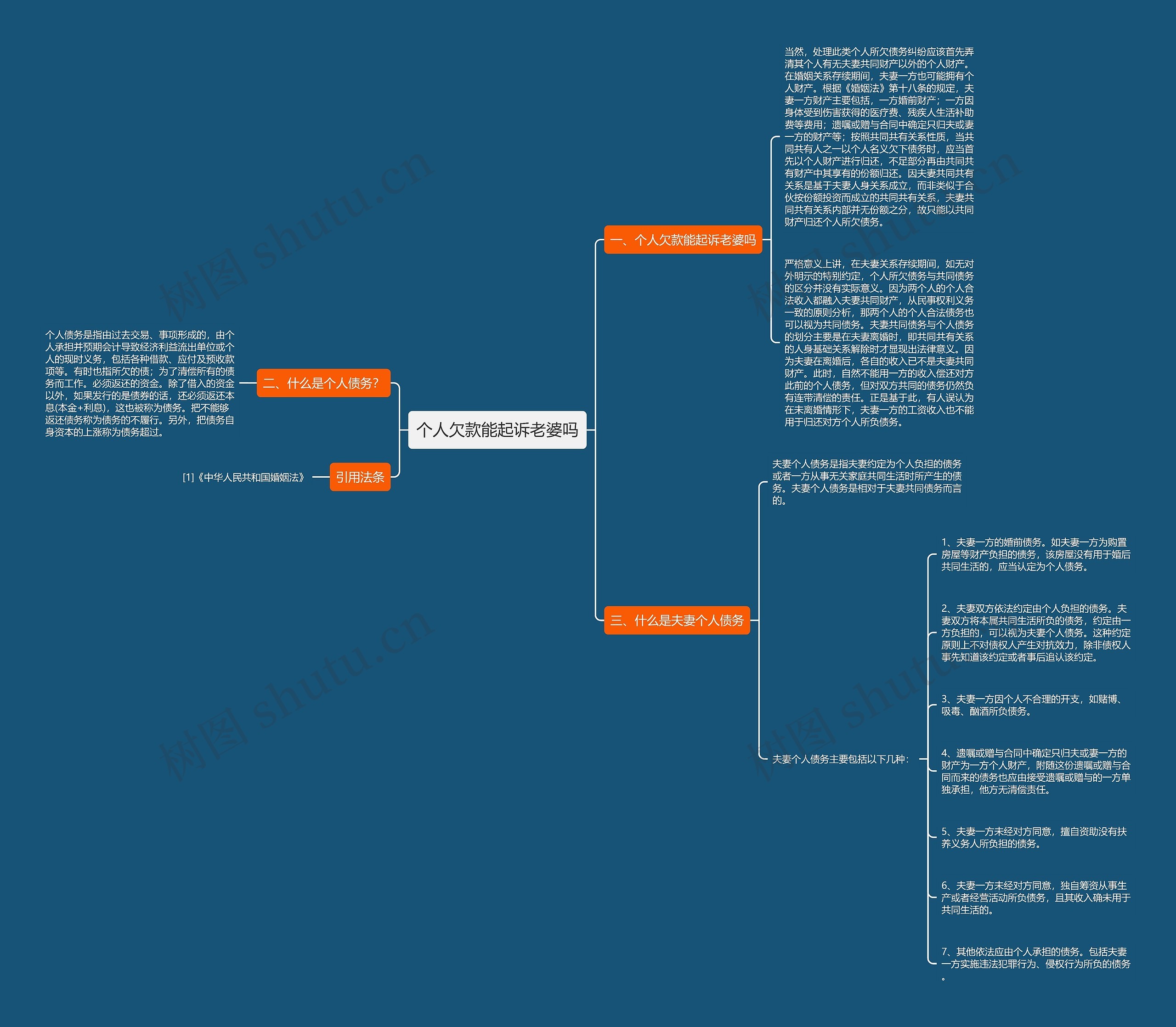 个人欠款能起诉老婆吗思维导图