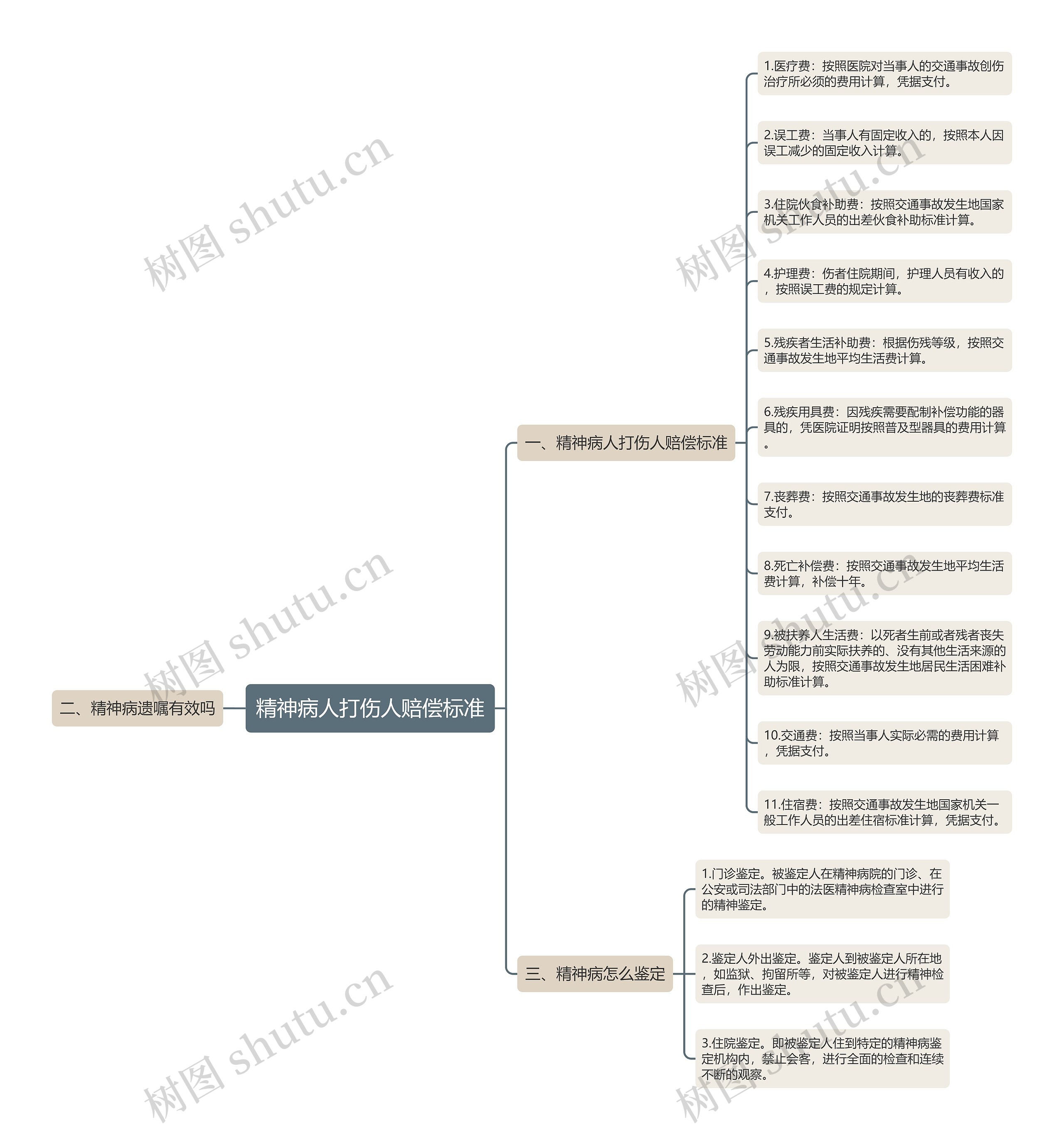 精神病人打伤人赔偿标准思维导图