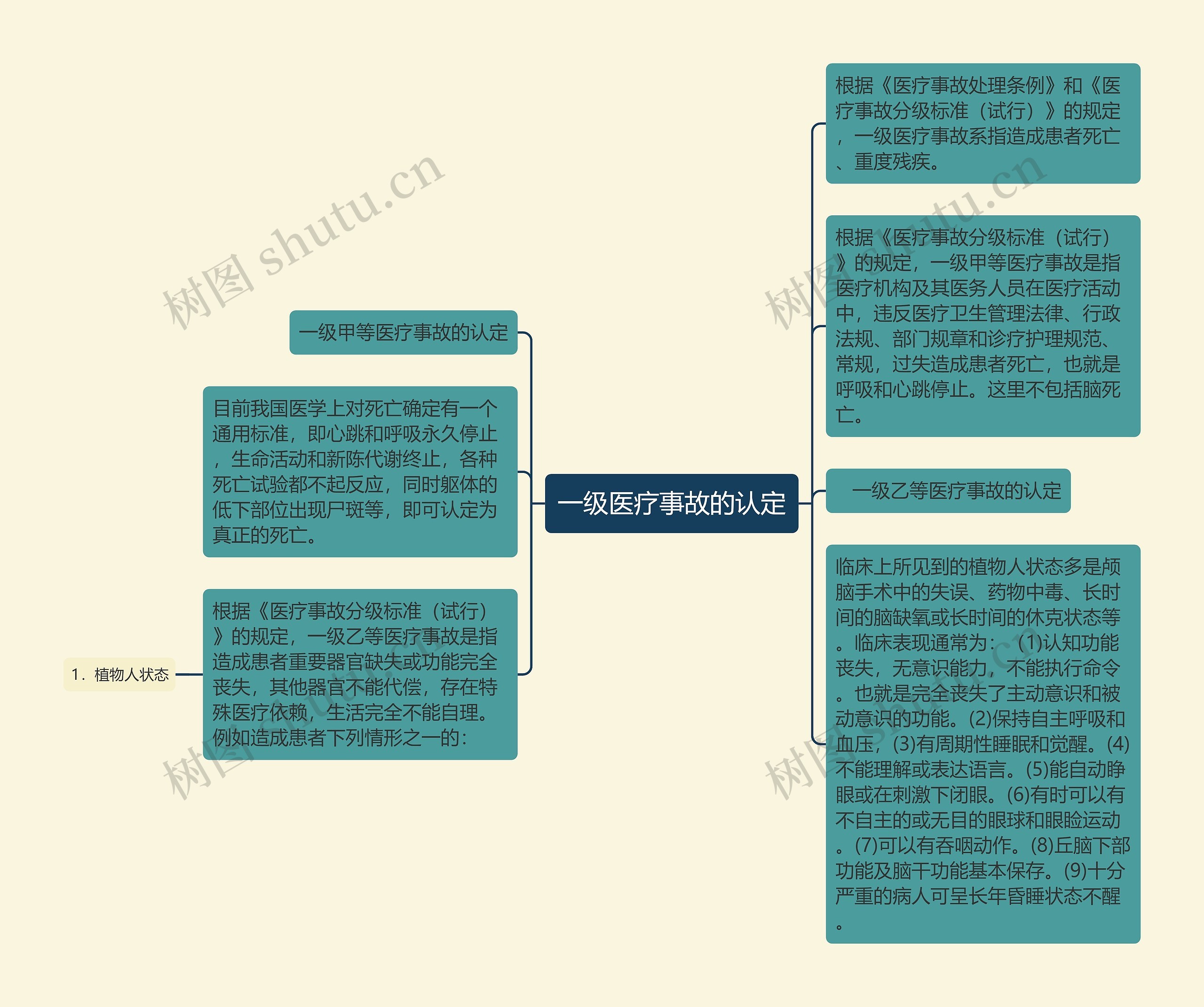 一级医疗事故的认定思维导图