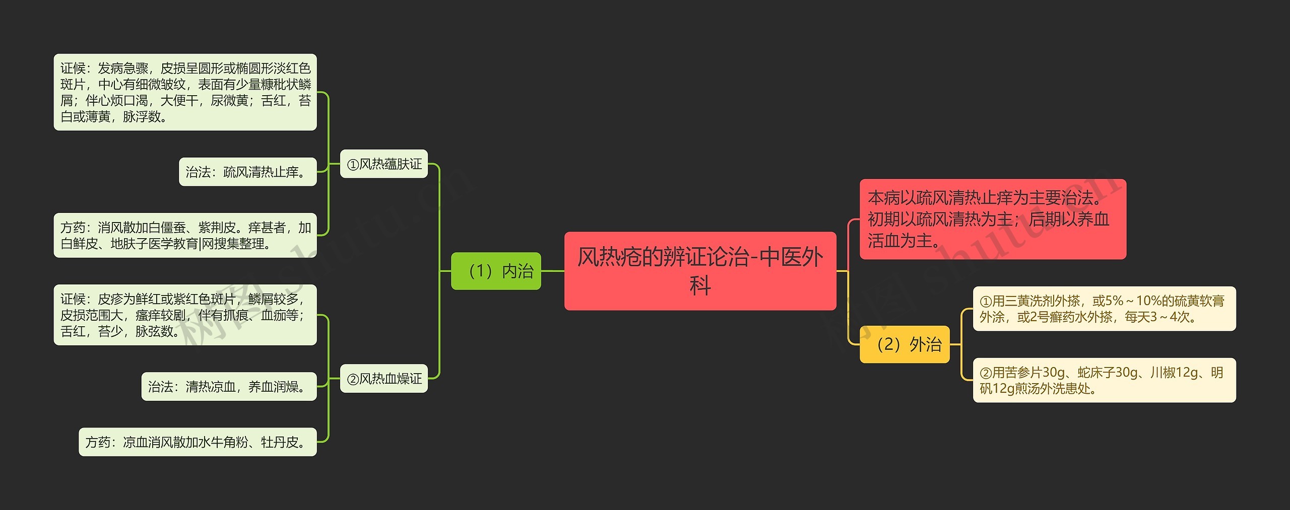 风热疮的辨证论治-中医外科思维导图