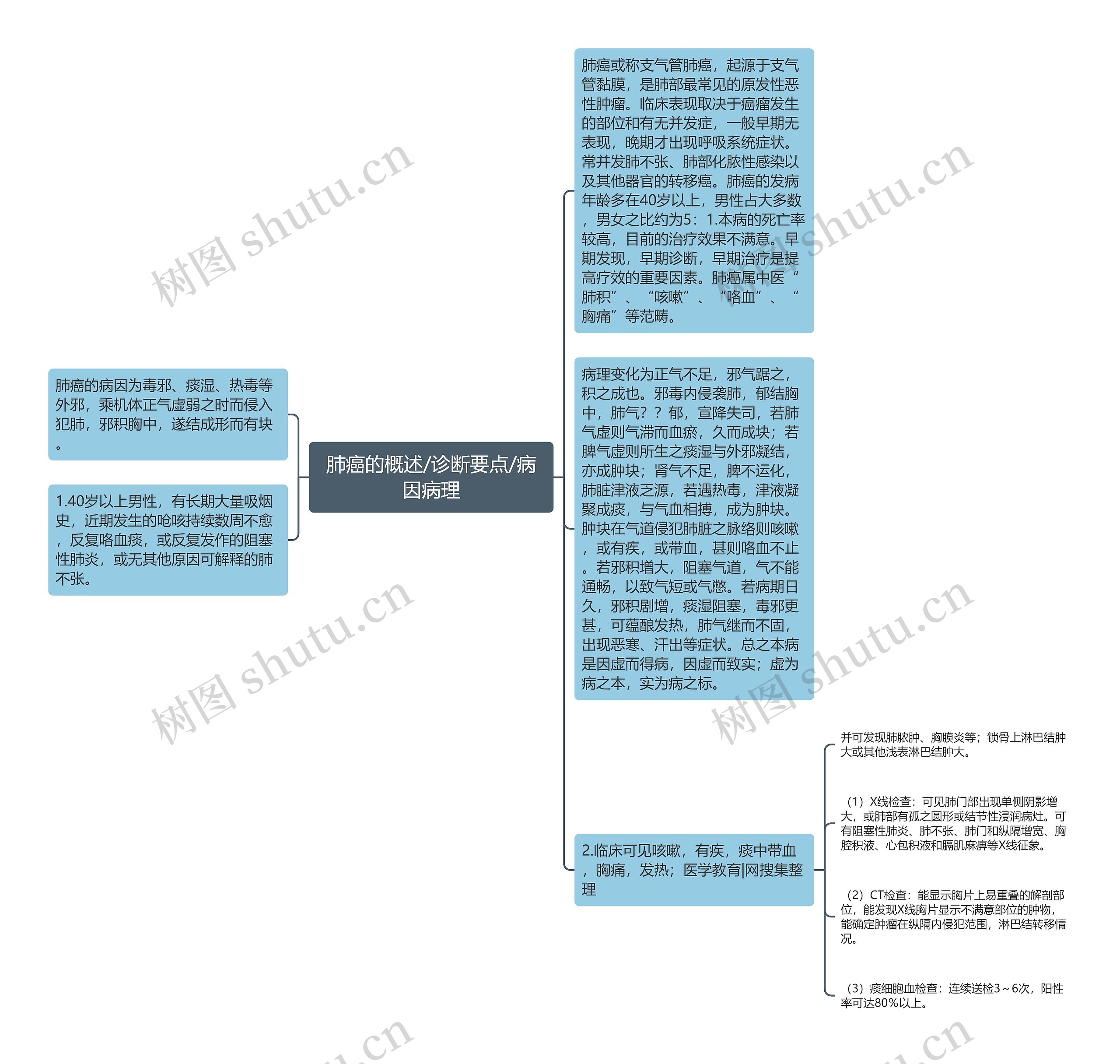 肺癌的概述/诊断要点/病因病理思维导图