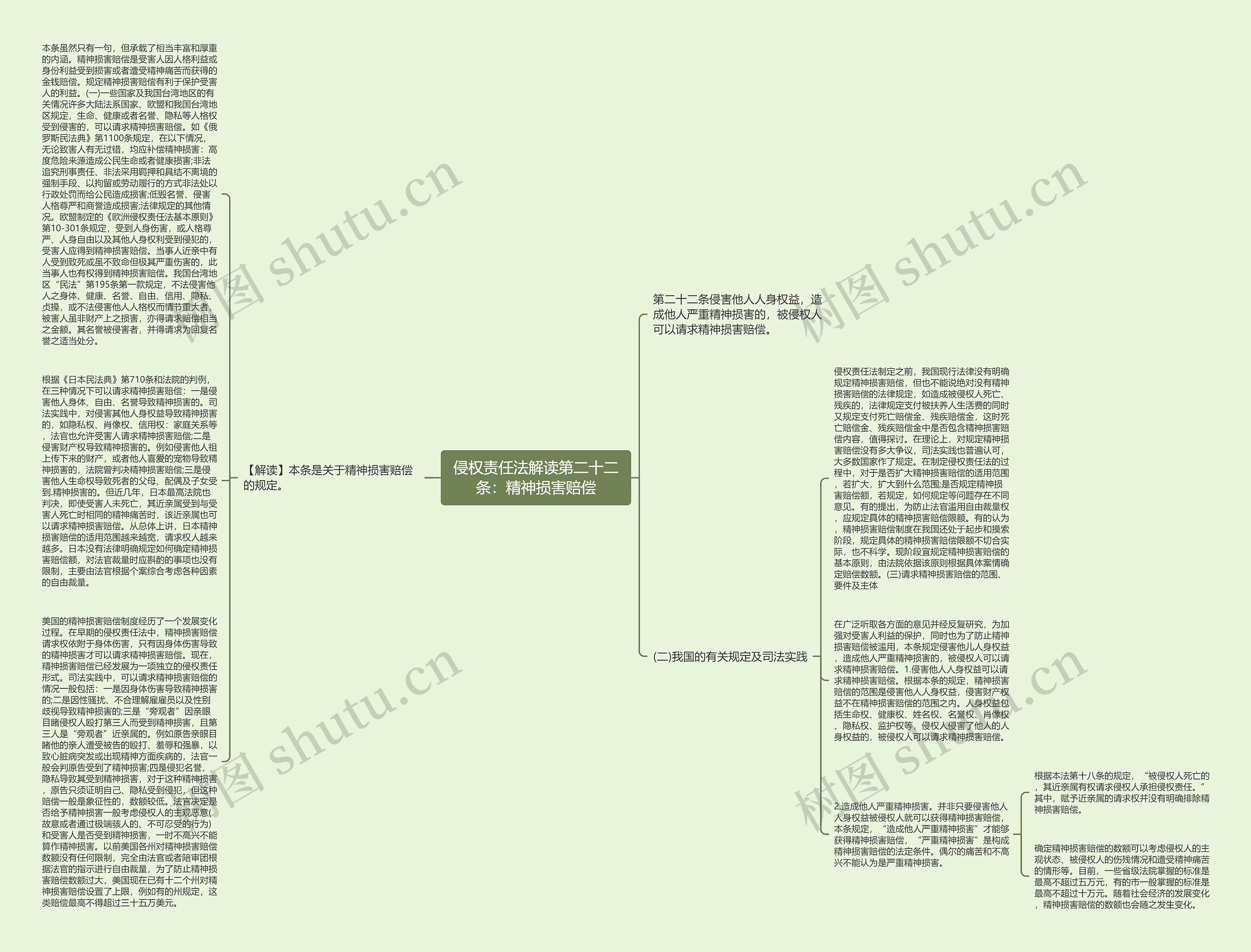 侵权责任法解读第二十二条：精神损害赔偿思维导图