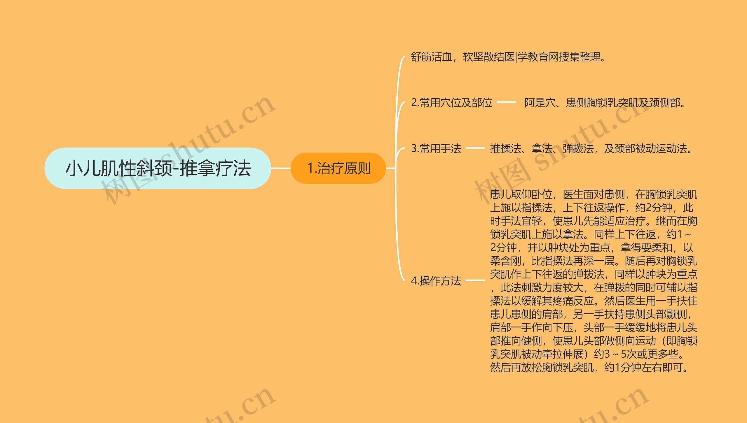 小儿肌性斜颈-推拿疗法思维导图