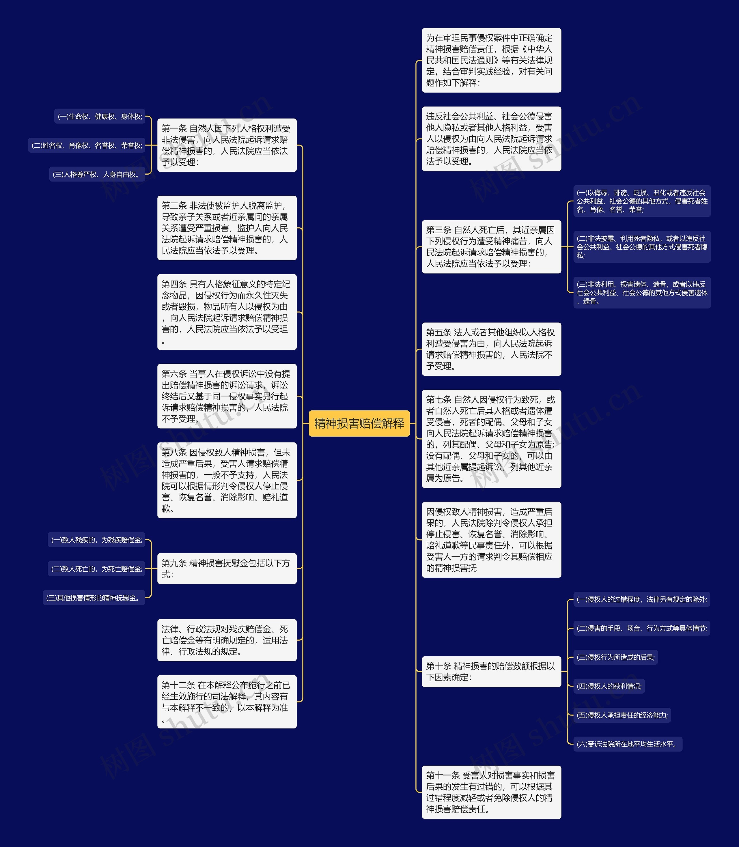 精神损害赔偿解释思维导图