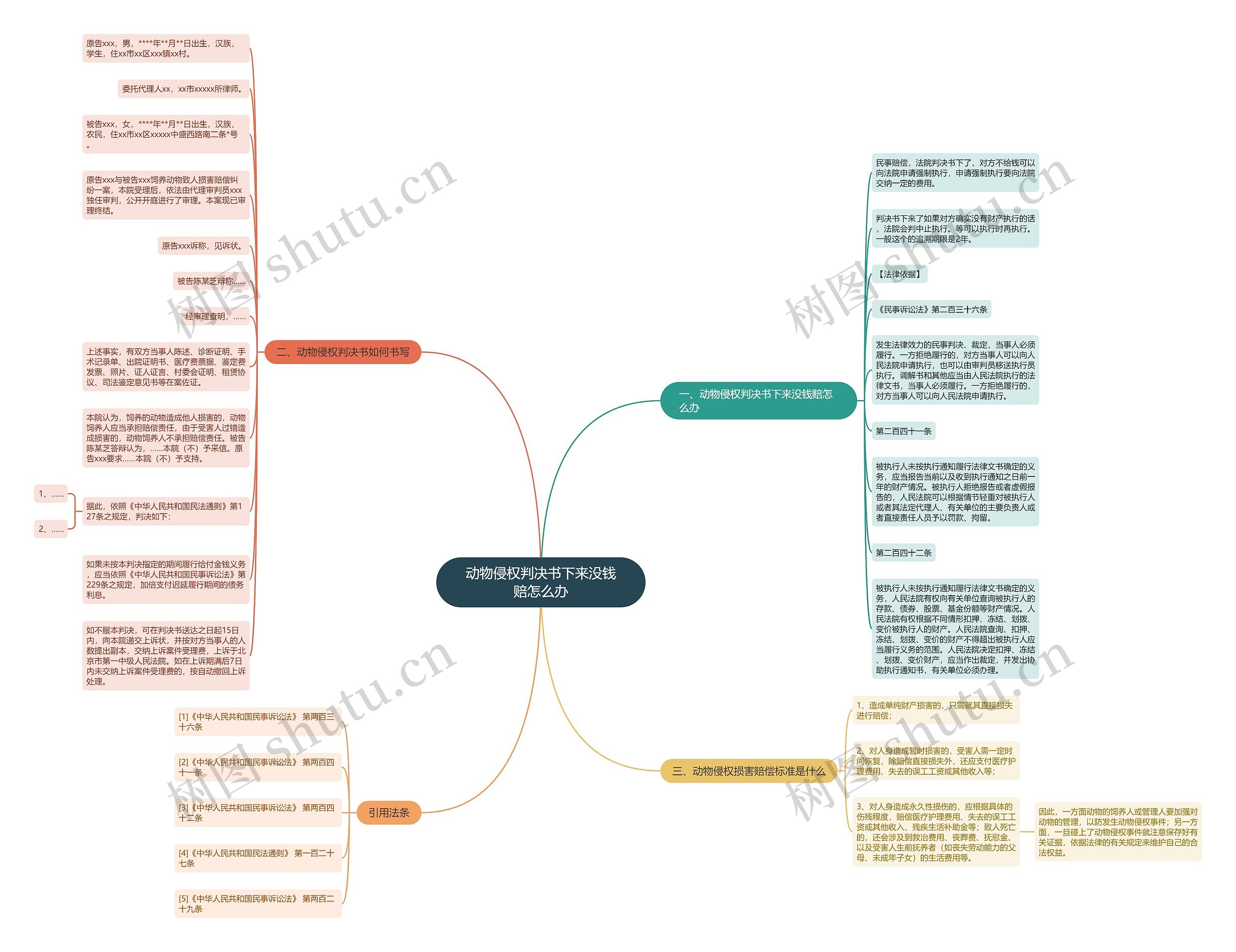 动物侵权判决书下来没钱赔怎么办思维导图