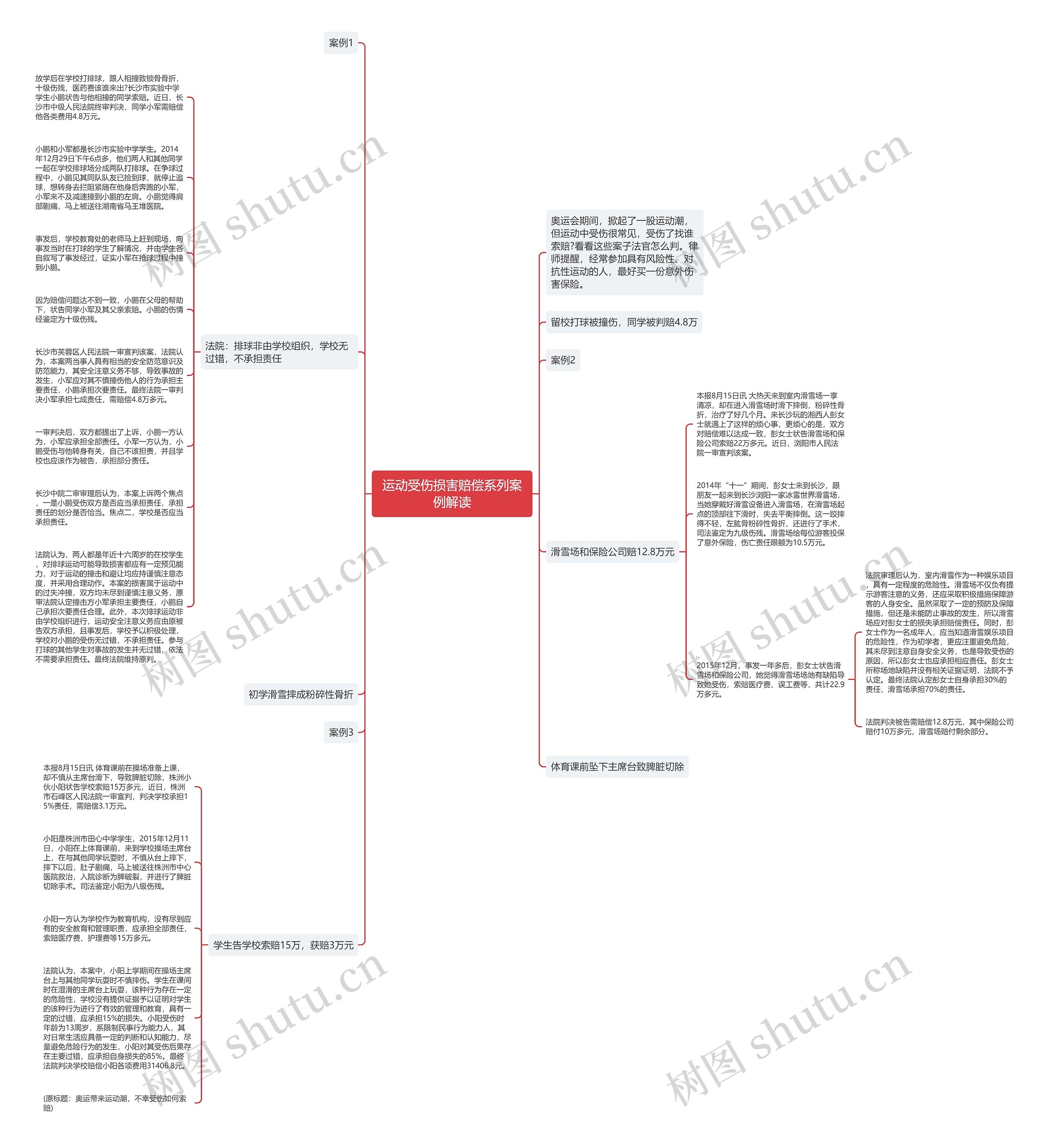 运动受伤损害赔偿系列案例解读思维导图