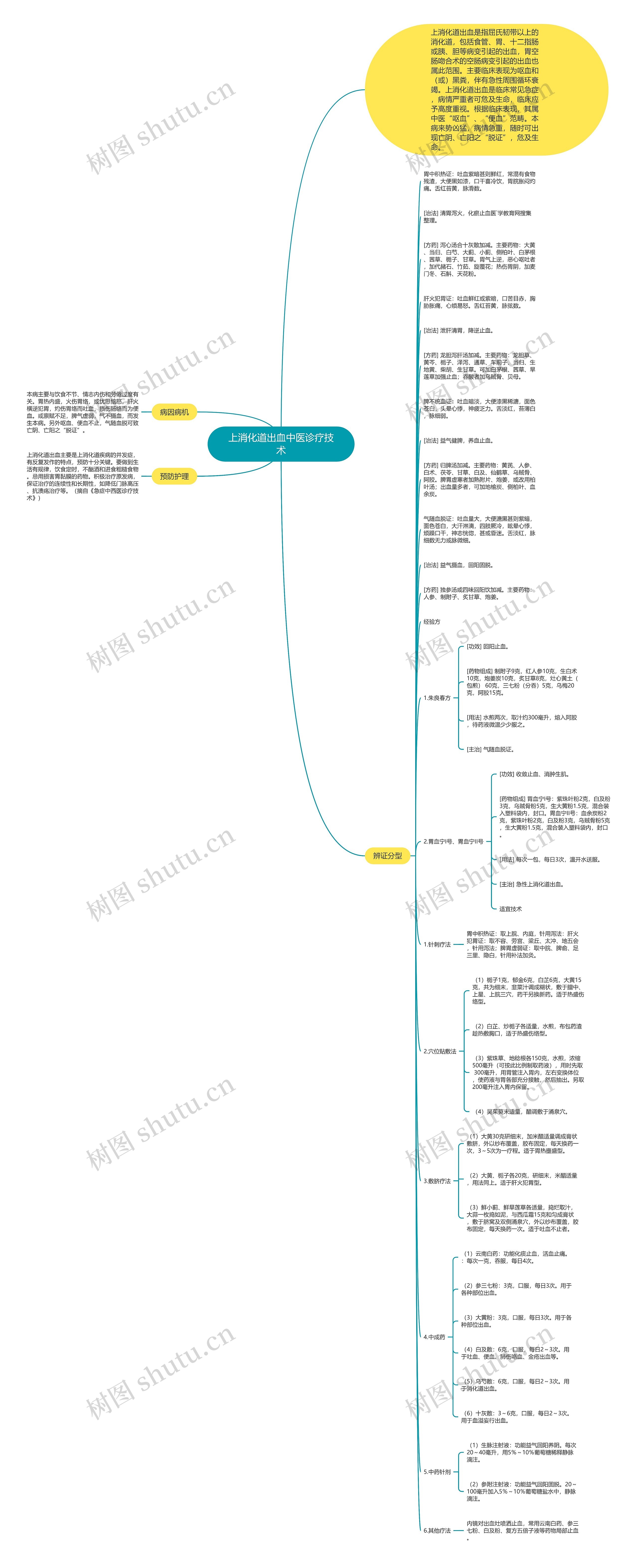 上消化道出血中医诊疗技术思维导图
