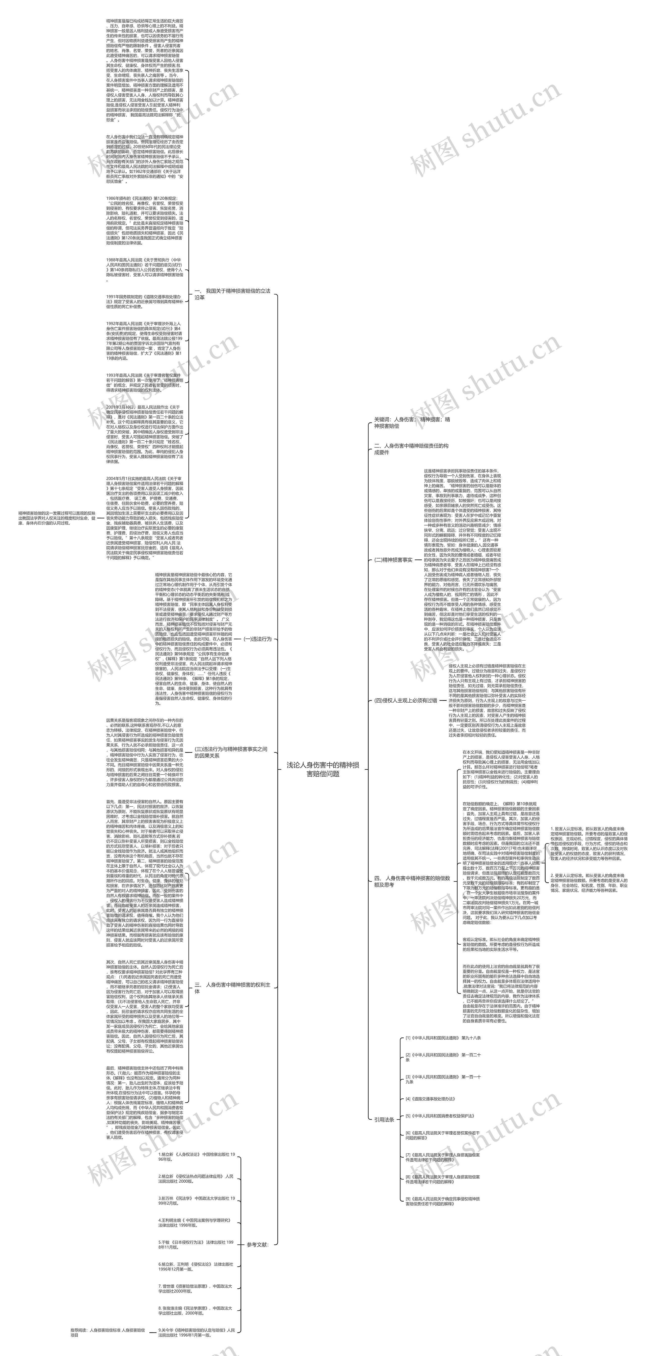 浅论人身伤害中的精神损害赔偿问题思维导图