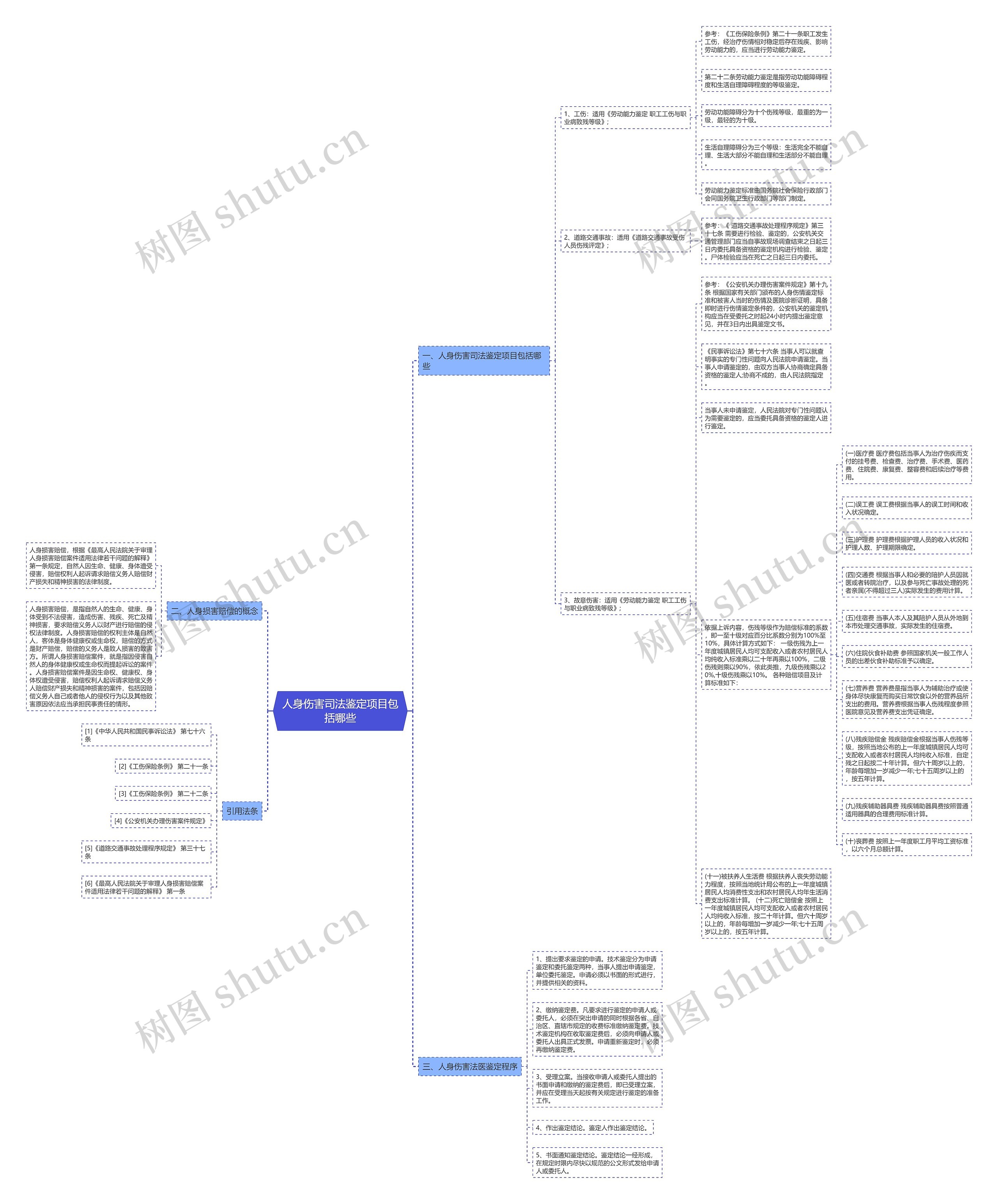 人身伤害司法鉴定项目包括哪些思维导图