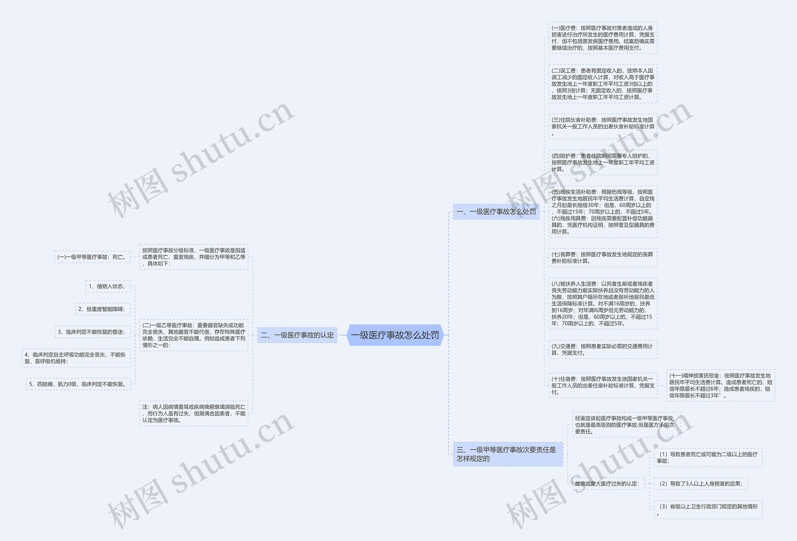 一级医疗事故怎么处罚思维导图