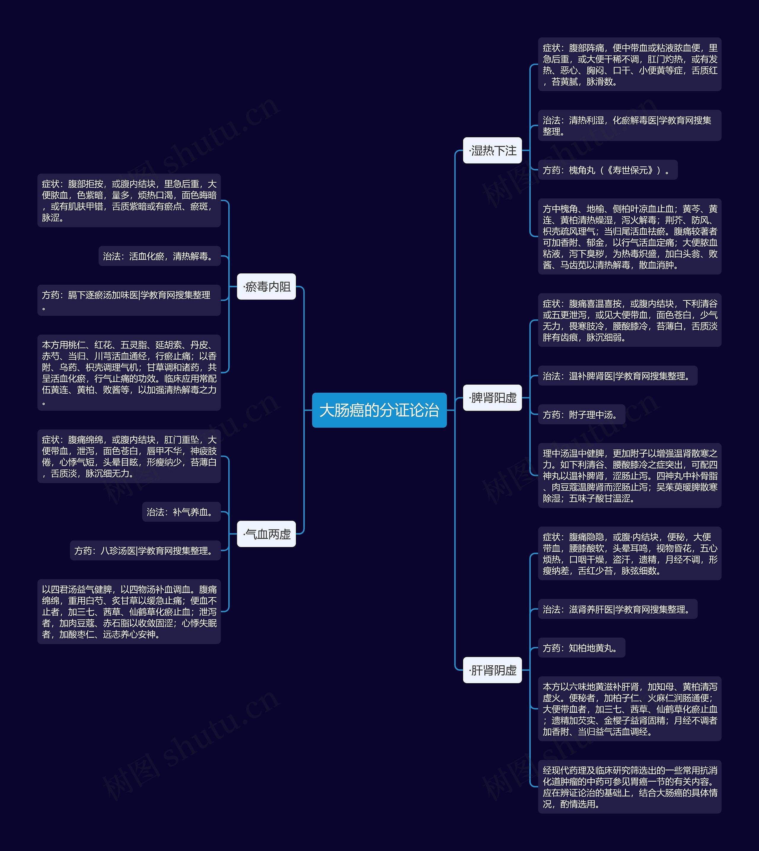 大肠癌的分证论治思维导图