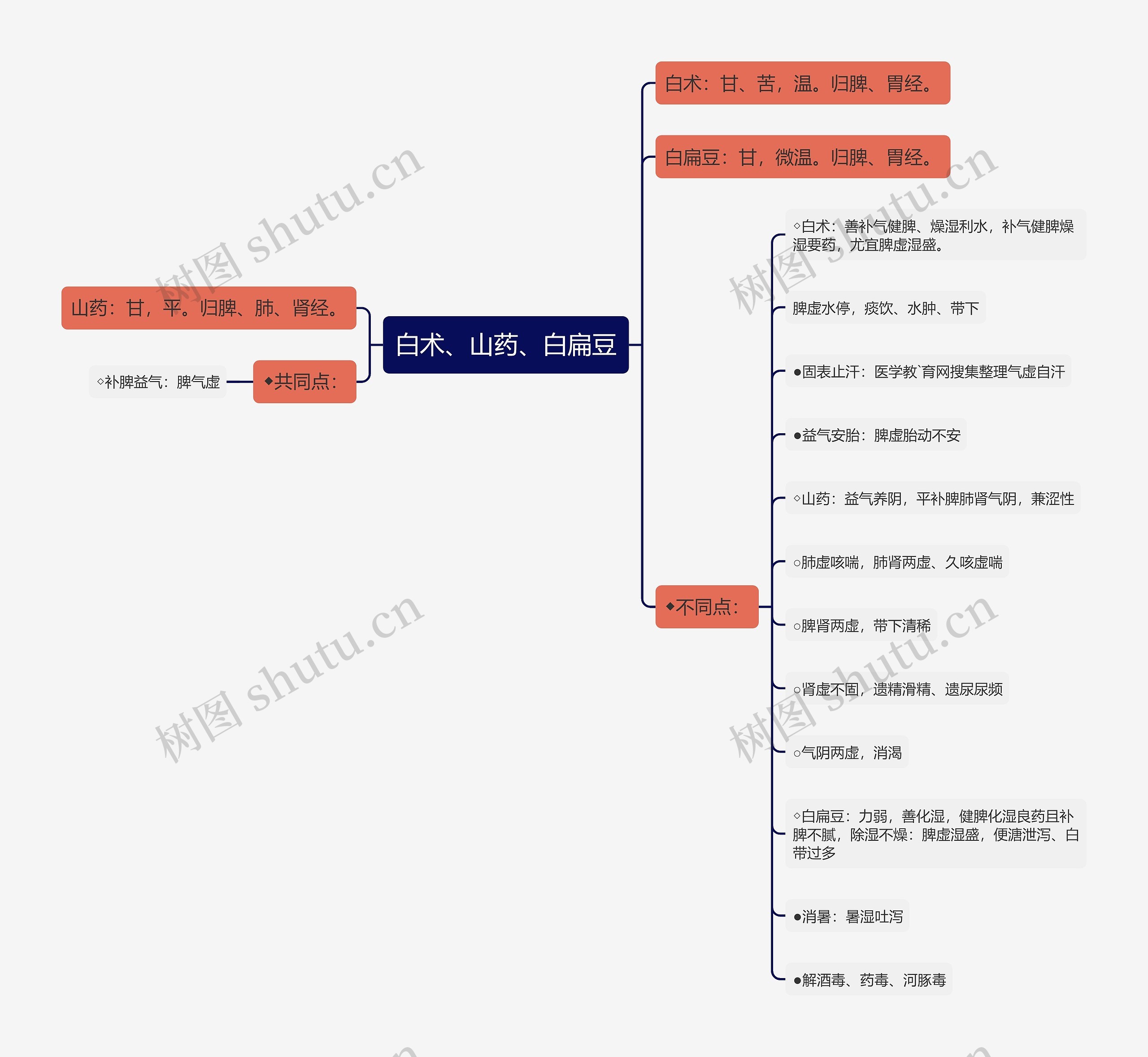 白术、山药、白扁豆思维导图