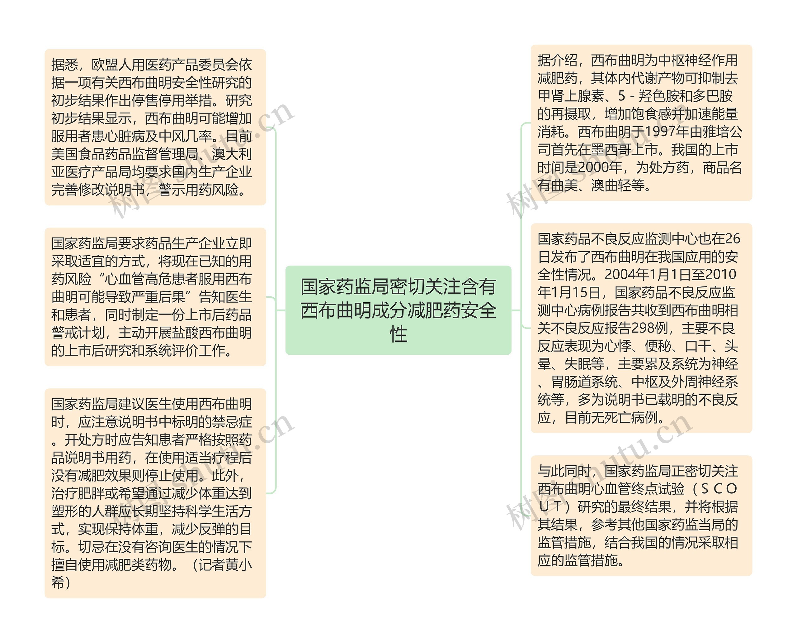 国家药监局密切关注含有西布曲明成分减肥药安全性思维导图