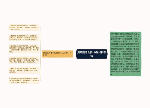 更年期综合征-中医妇科理论