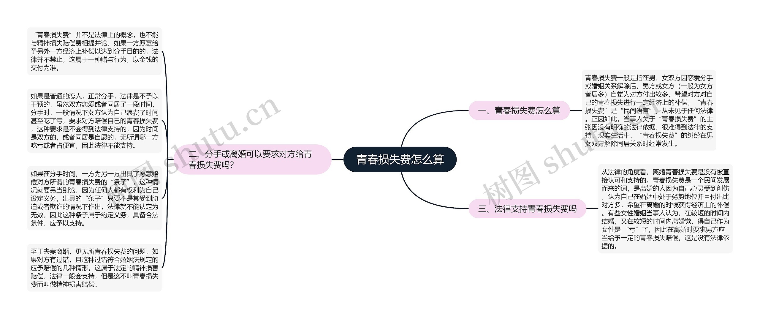 青春损失费怎么算思维导图