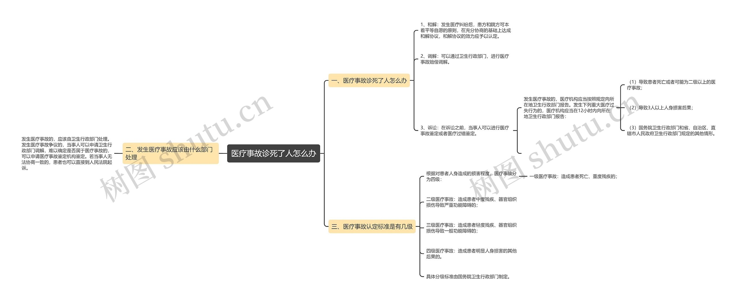 医疗事故诊死了人怎么办思维导图