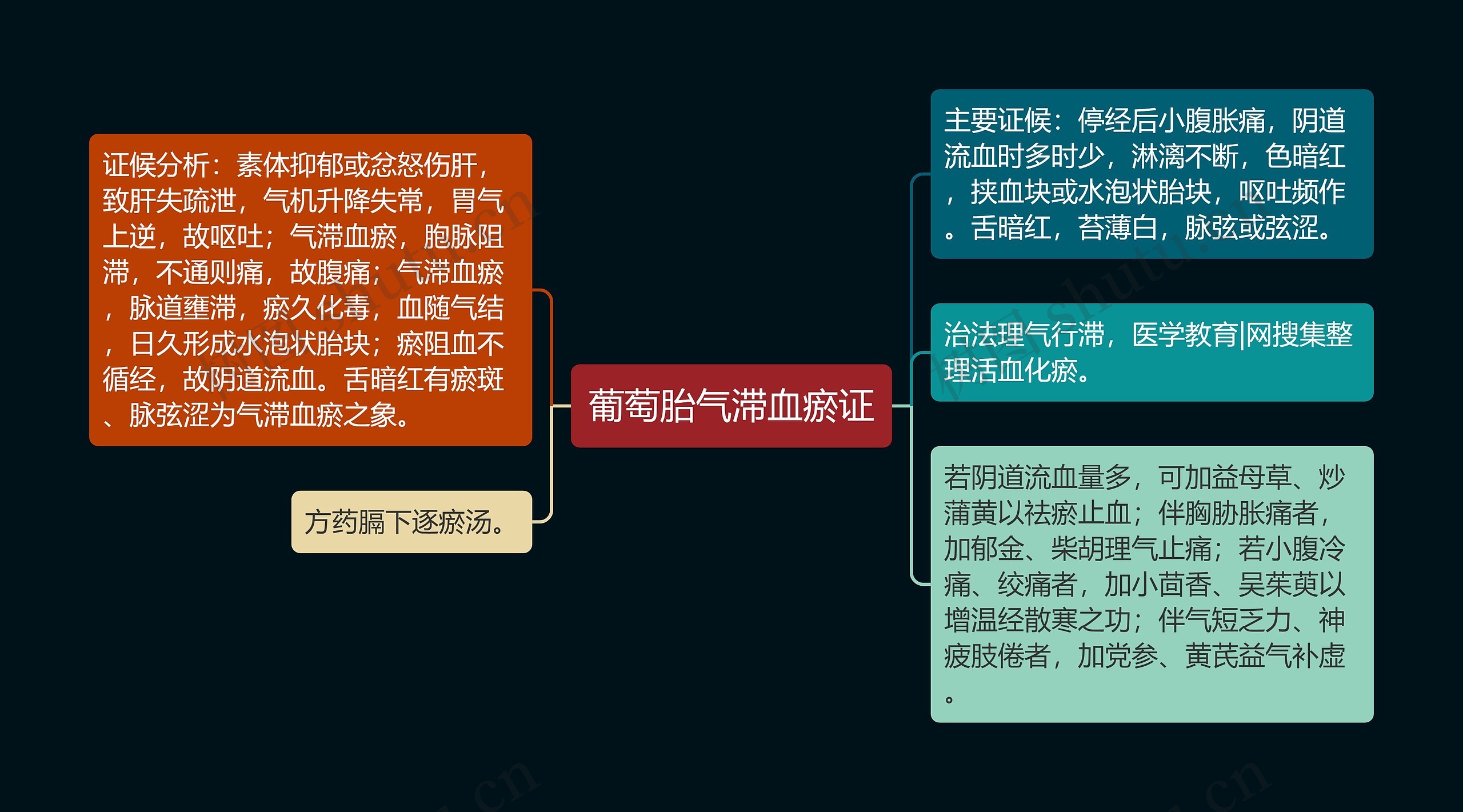 葡萄胎气滞血瘀证思维导图