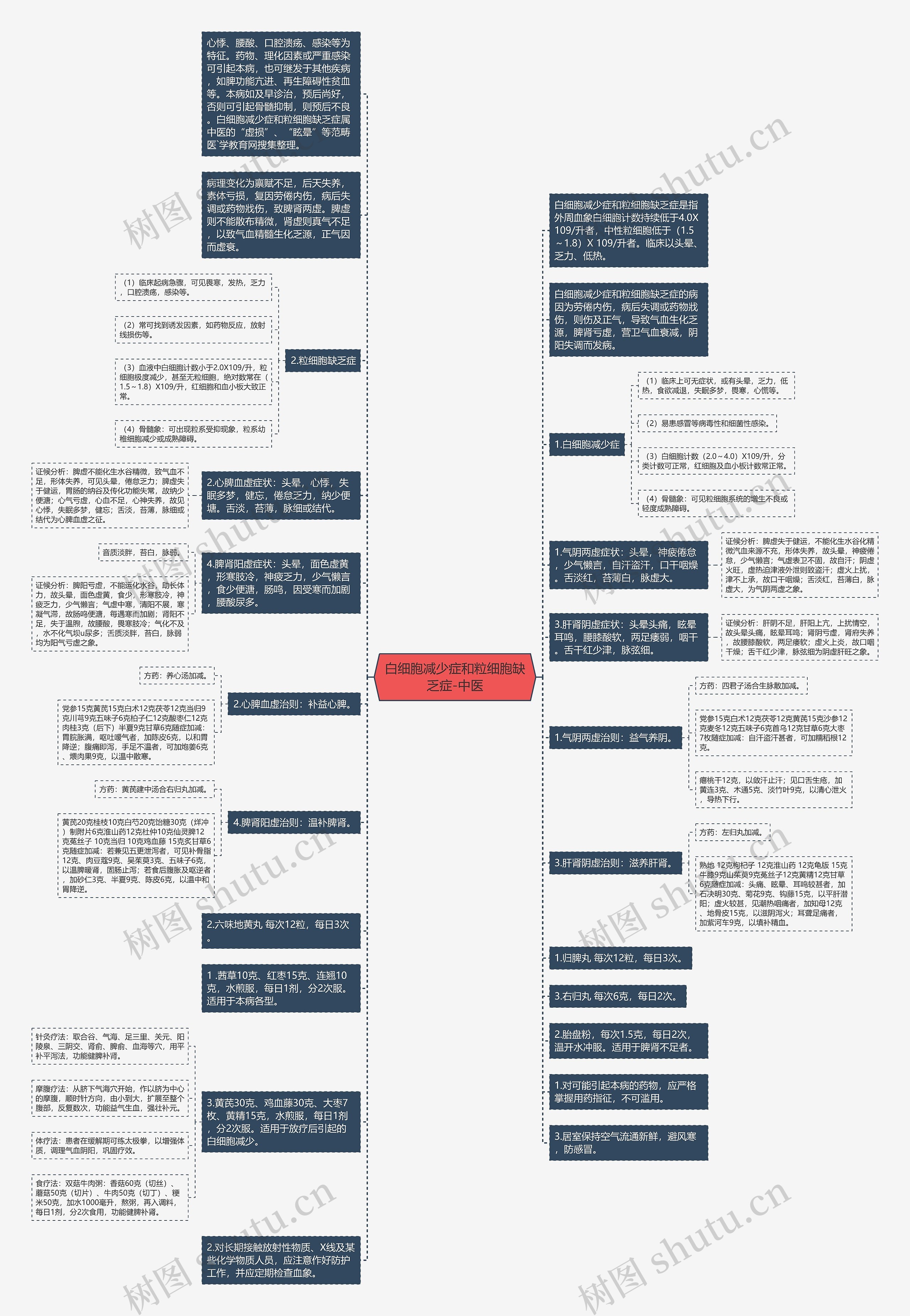 白细胞减少症和粒细胞缺乏症-中医思维导图