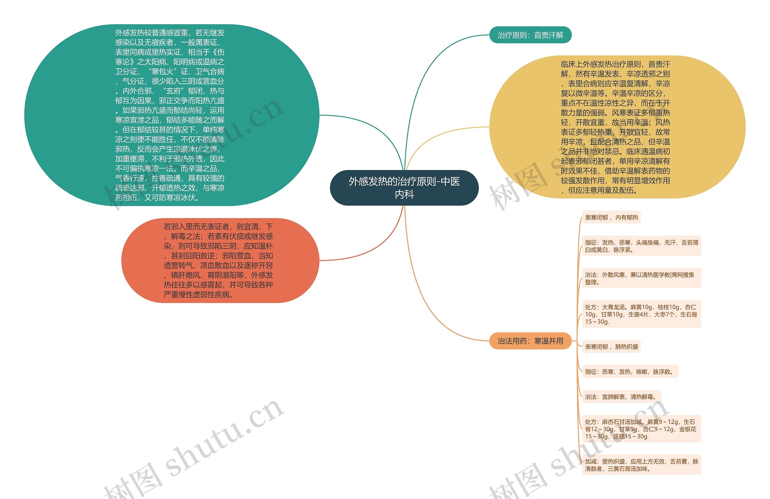 外感发热的治疗原则-中医内科思维导图