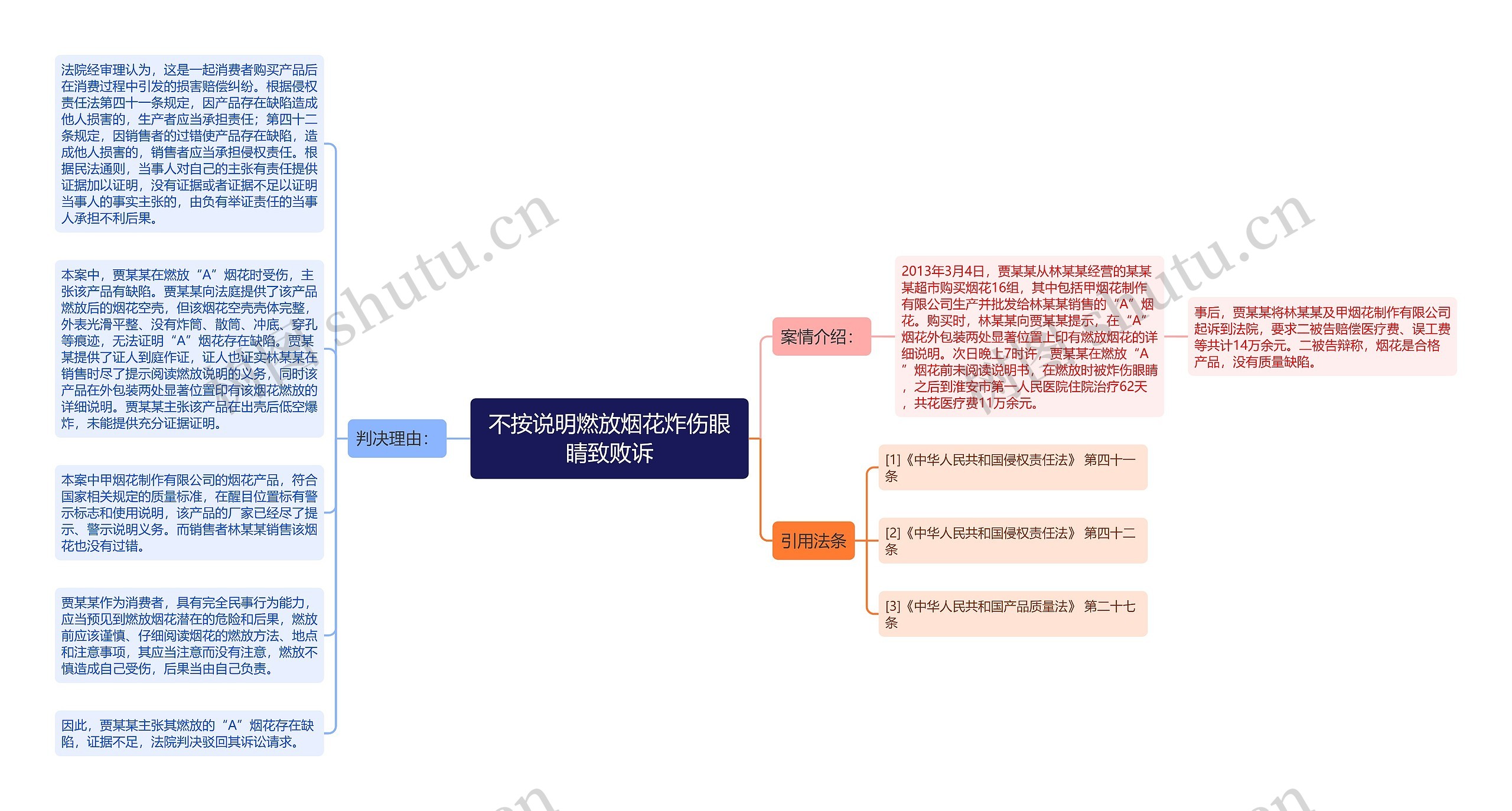 不按说明燃放烟花炸伤眼睛致败诉思维导图