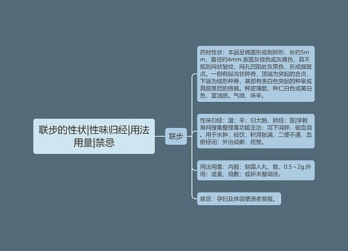 联步的性状|性味归经|用法用量|禁忌