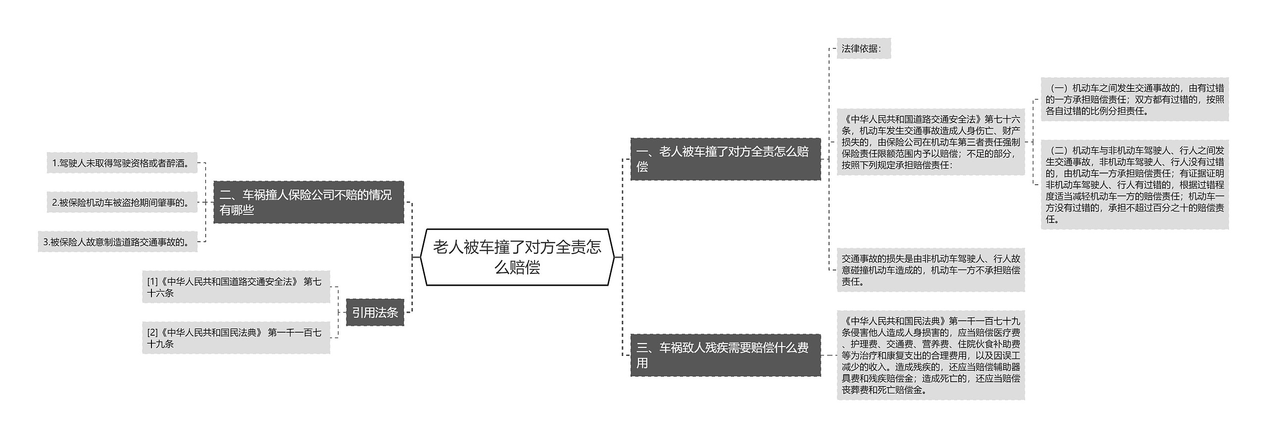 老人被车撞了对方全责怎么赔偿思维导图