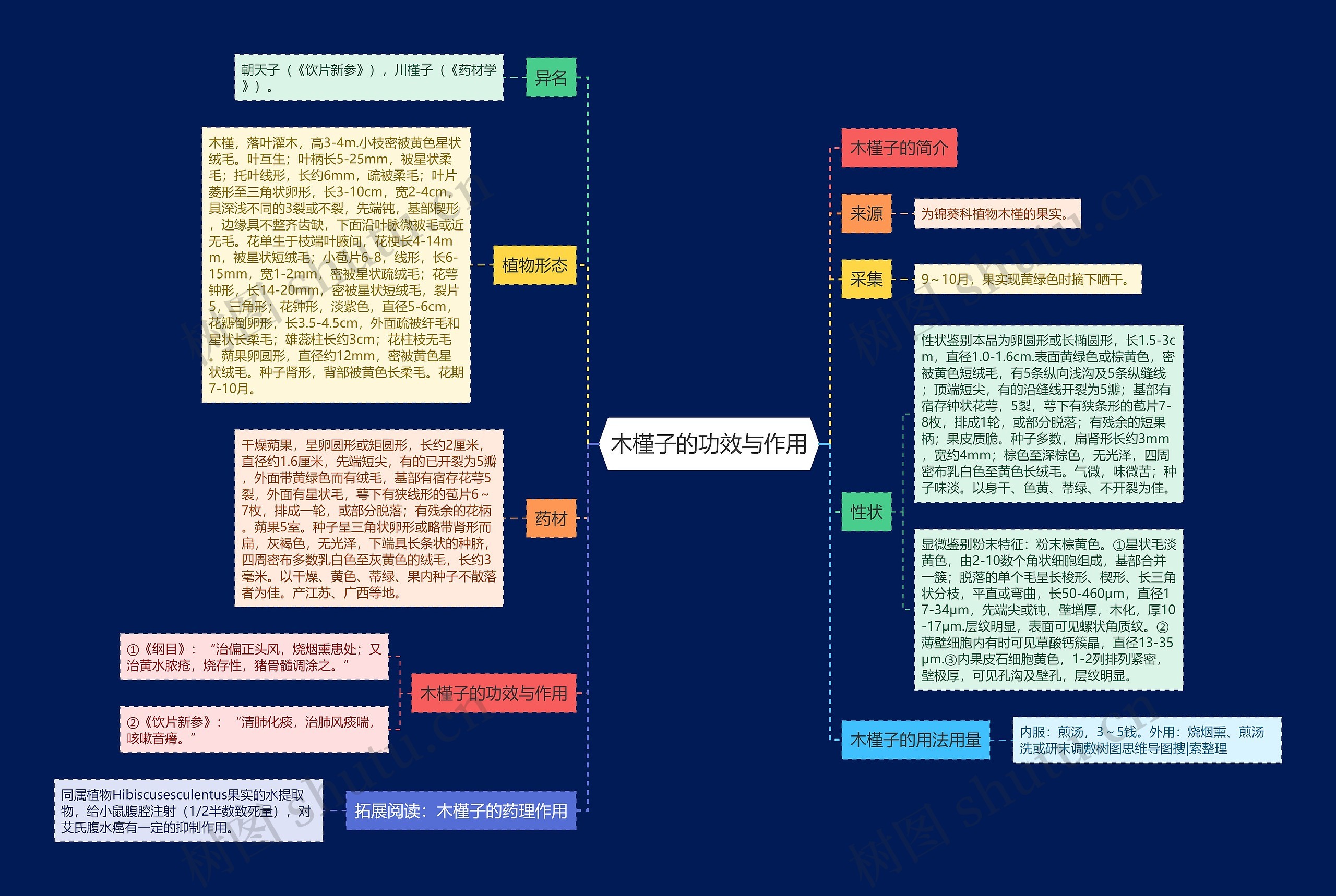 木槿子的功效与作用思维导图