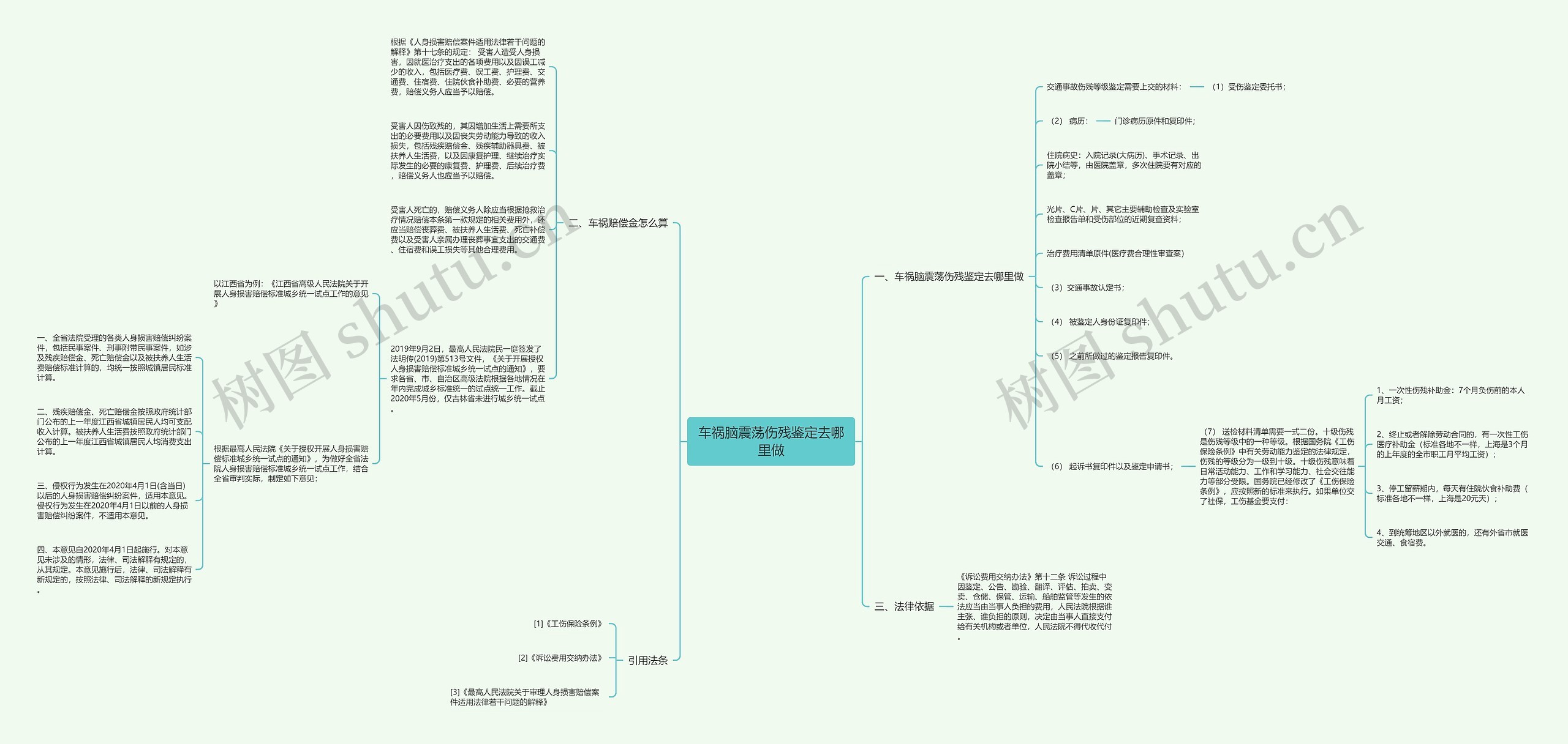 车祸脑震荡伤残鉴定去哪里做思维导图
