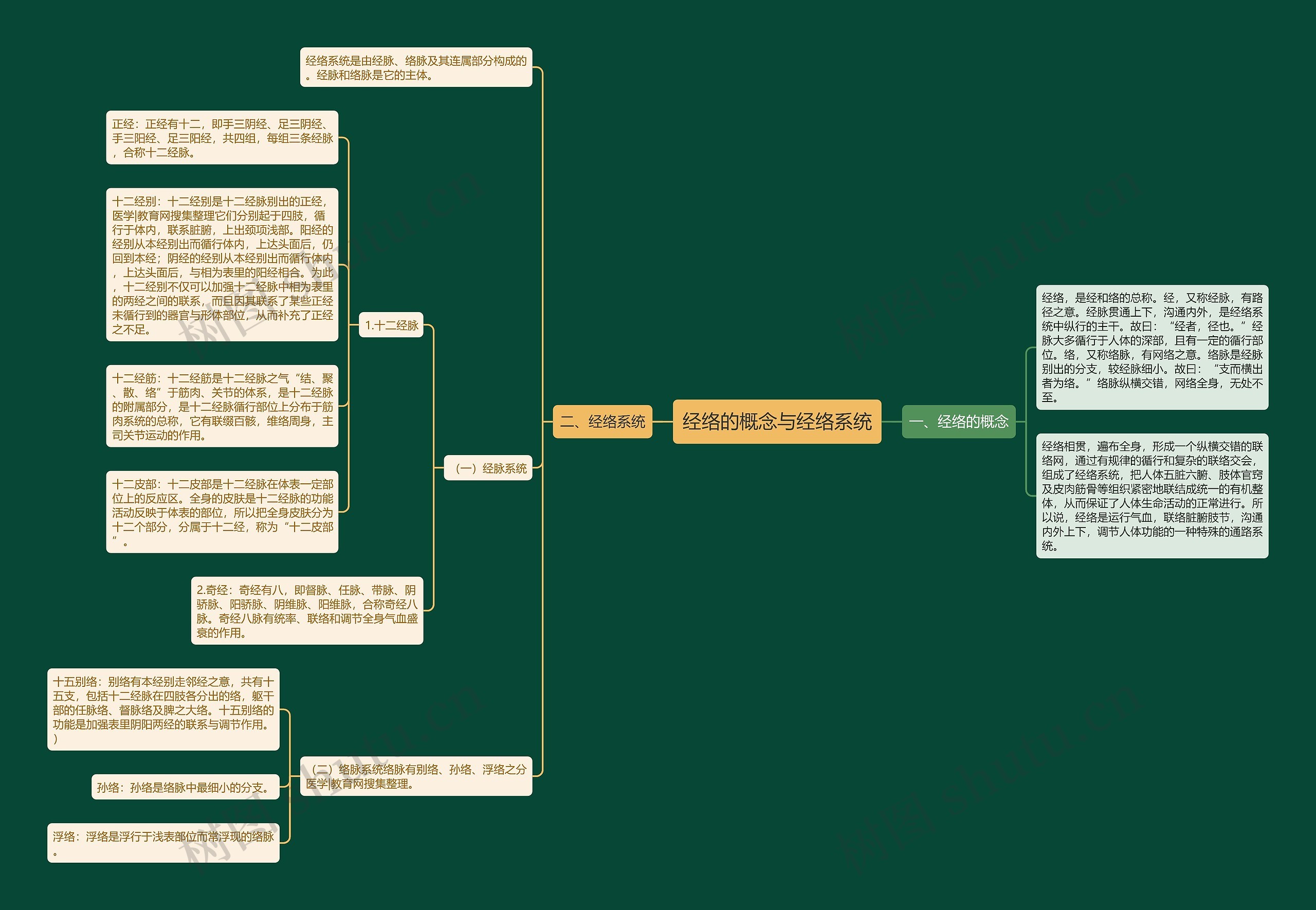经络的概念与经络系统思维导图