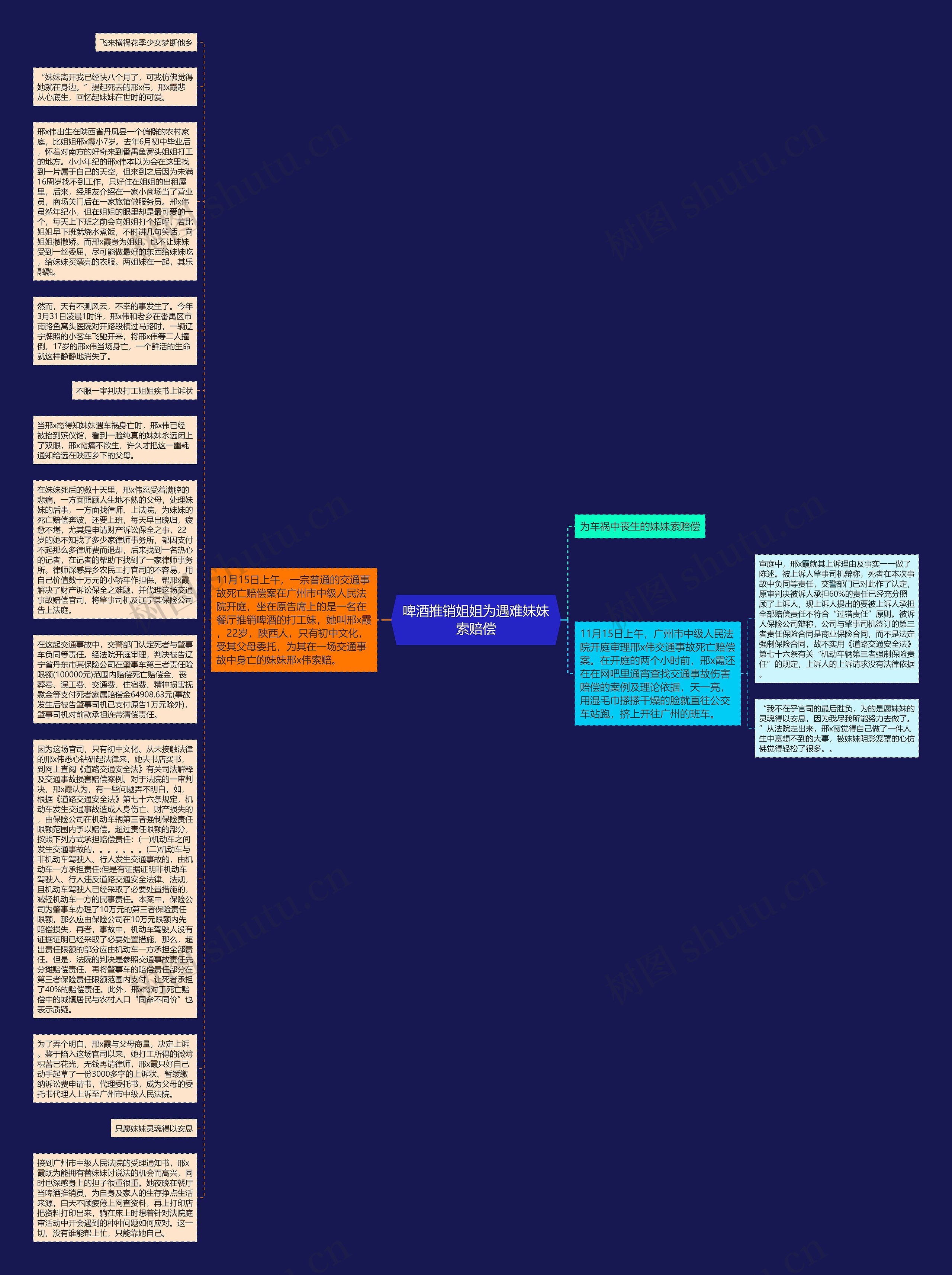 啤酒推销姐姐为遇难妹妹索赔偿思维导图