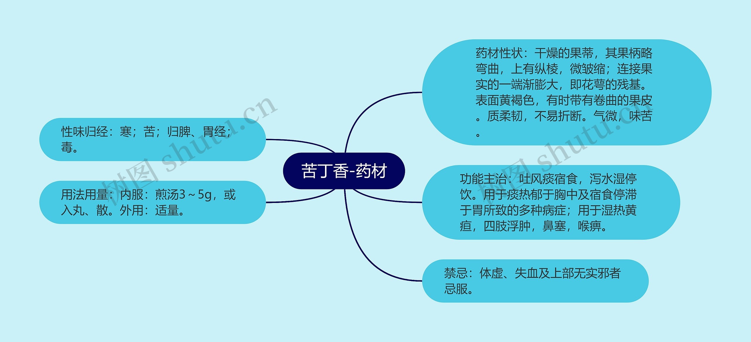 苦丁香-药材思维导图高清图 苦丁香-药材思维导图