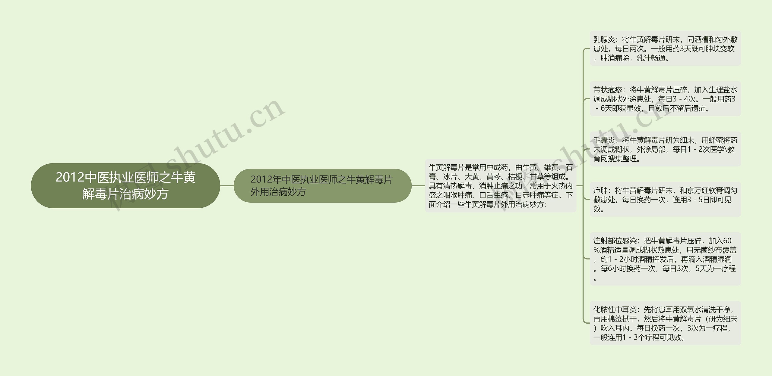 2012中医执业医师之牛黄解毒片治病妙方思维导图