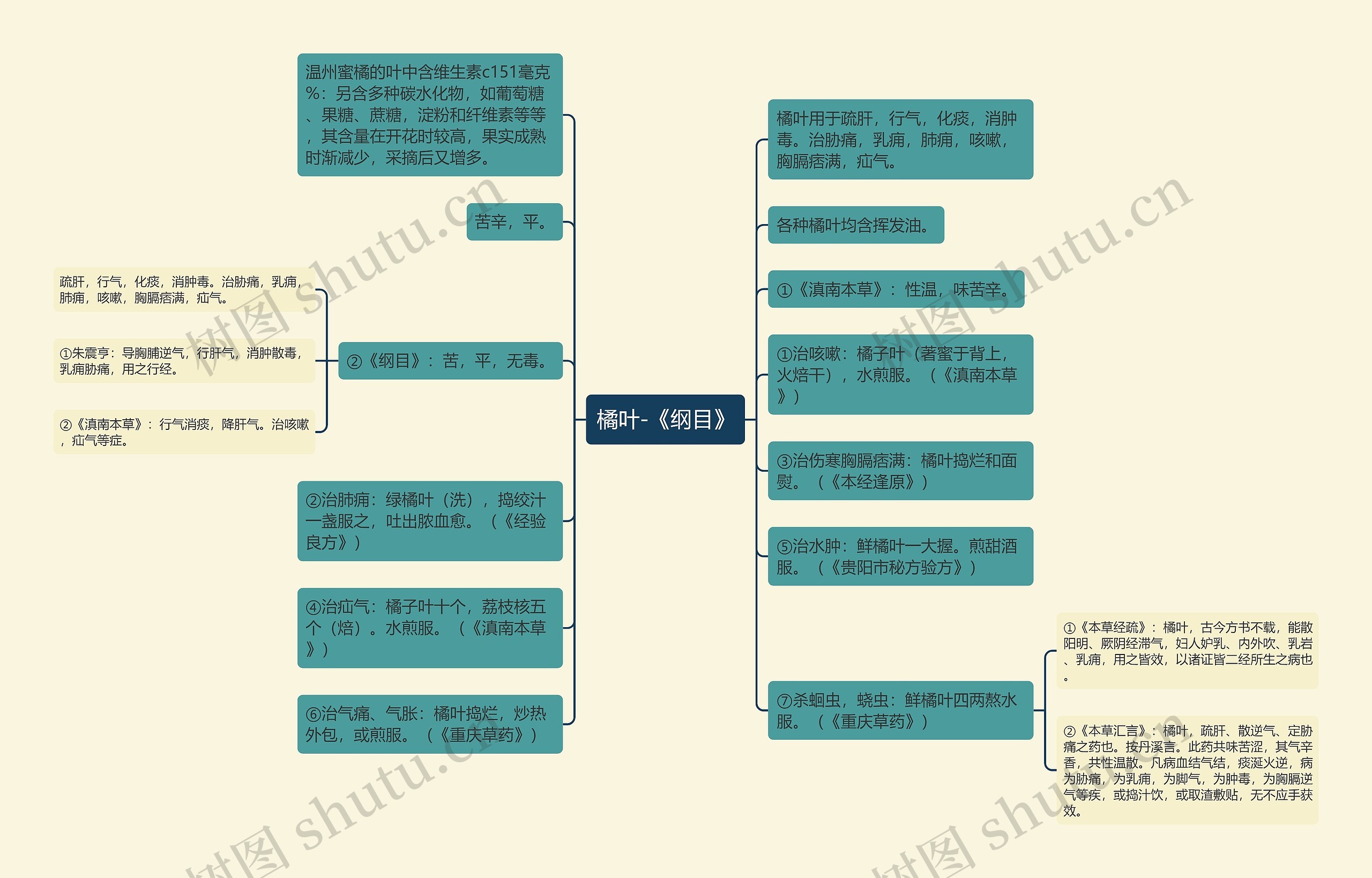 橘叶-《纲目》思维导图