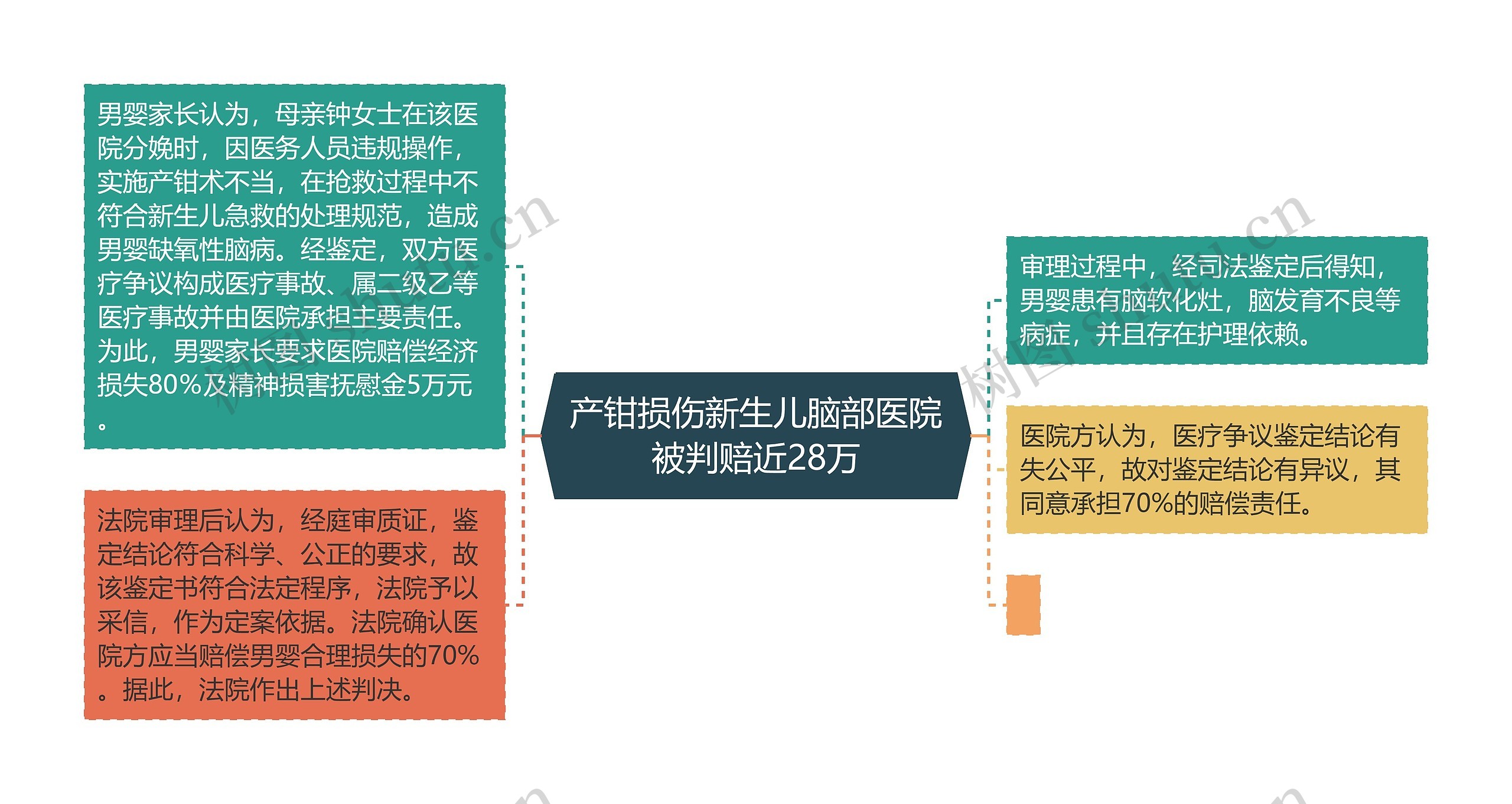 产钳损伤新生儿脑部医院被判赔近28万思维导图