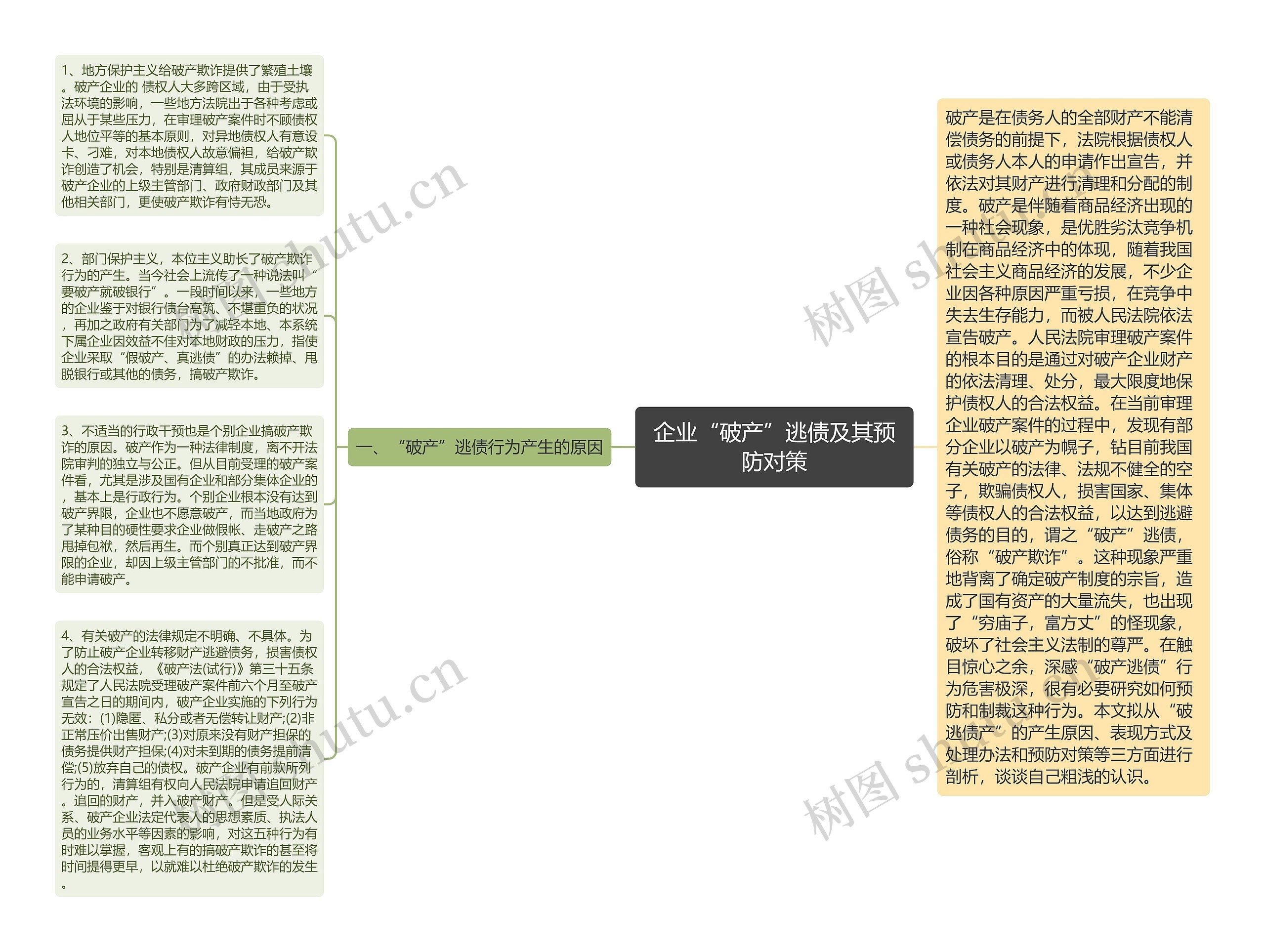 企业“破产”逃债及其预防对策思维导图