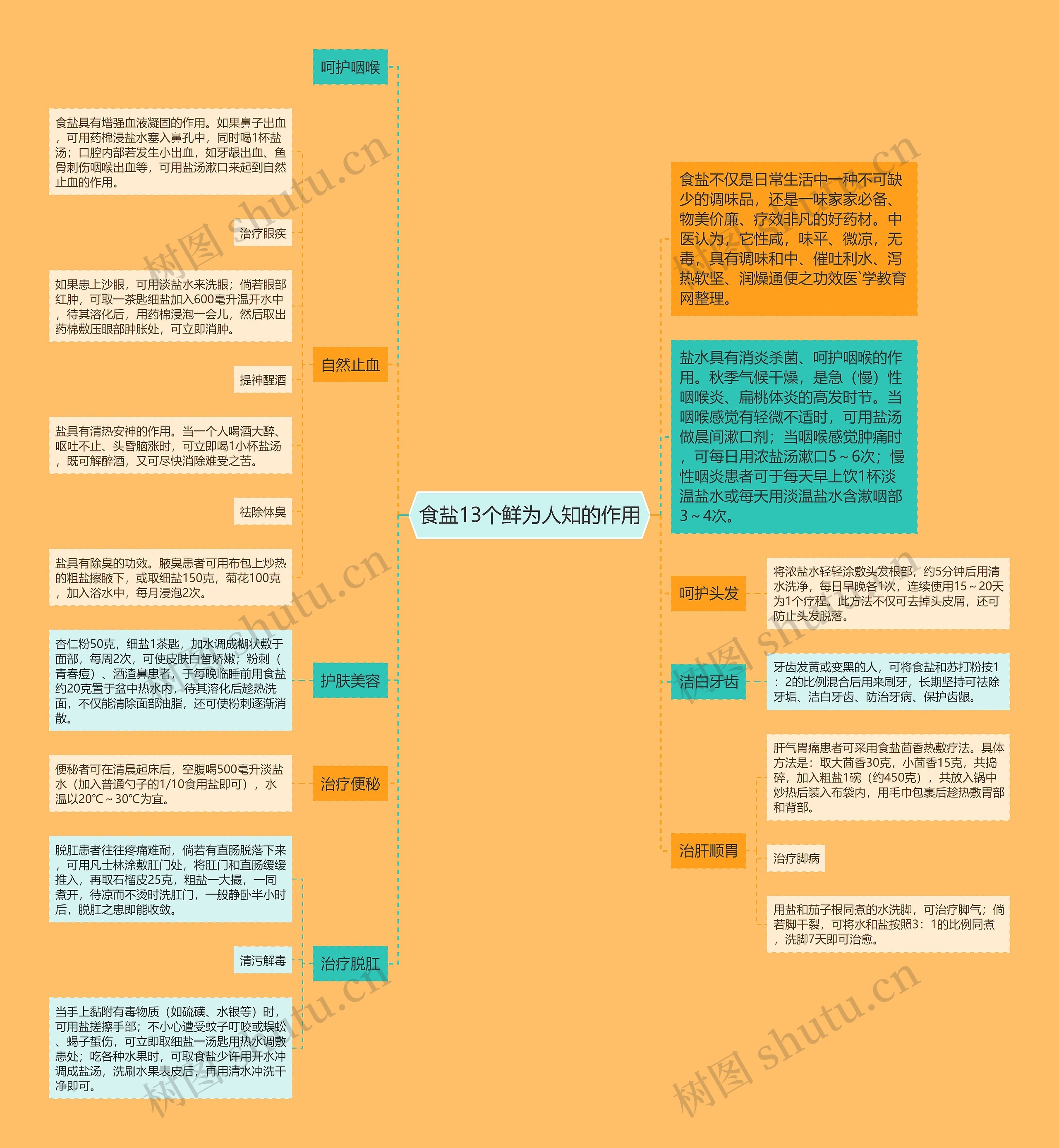 食盐13个鲜为人知的作用思维导图