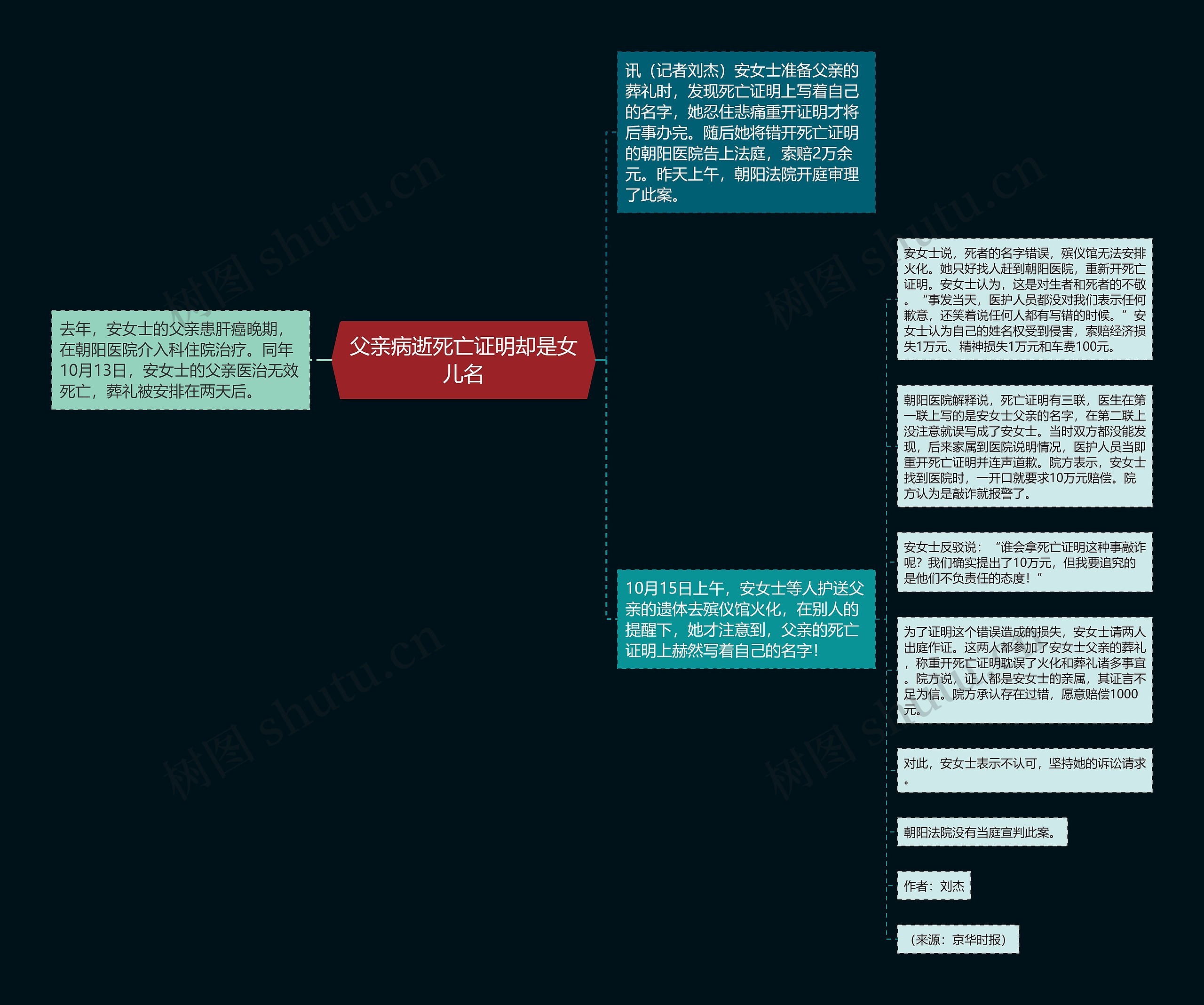 父亲病逝死亡证明却是女儿名思维导图