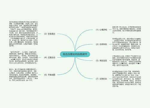 高血压要如何自我调节