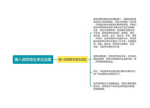 摄入蔬菜维生素应适量